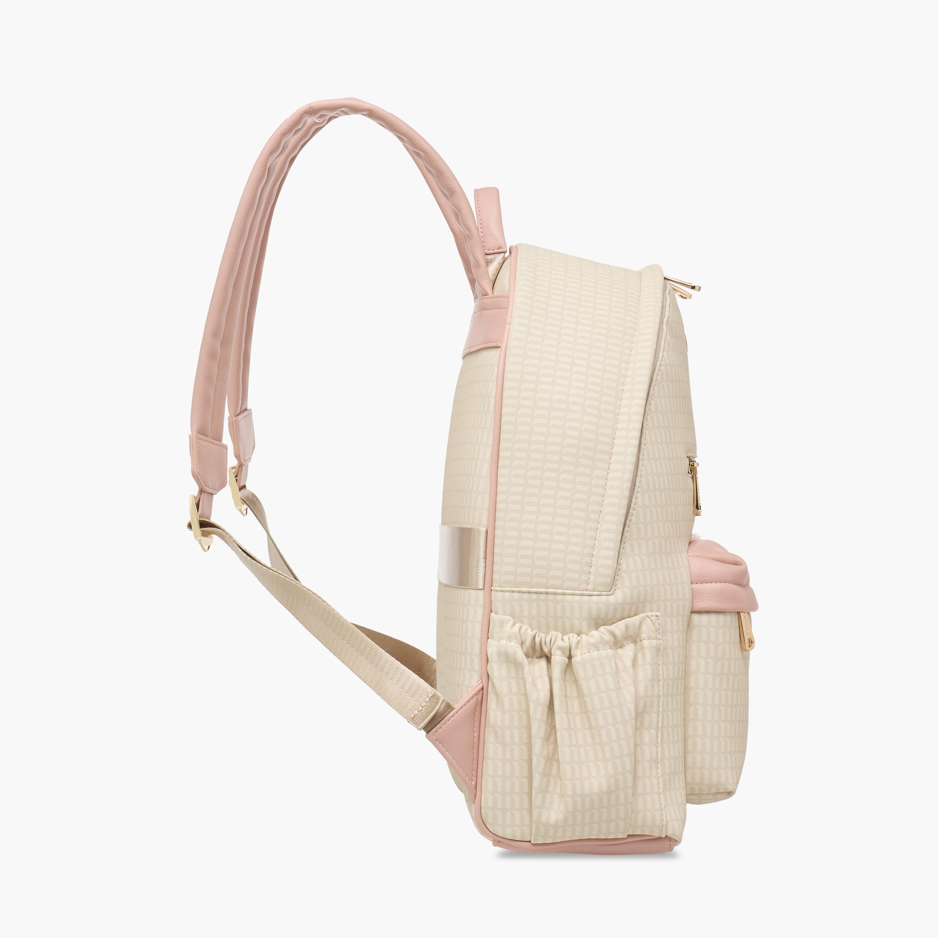 Missy Monogram Print Backpack with Adjustable Straps and Zip Closure - 32x16x41 cm-women-bagsandwallets-backpacks-image-3