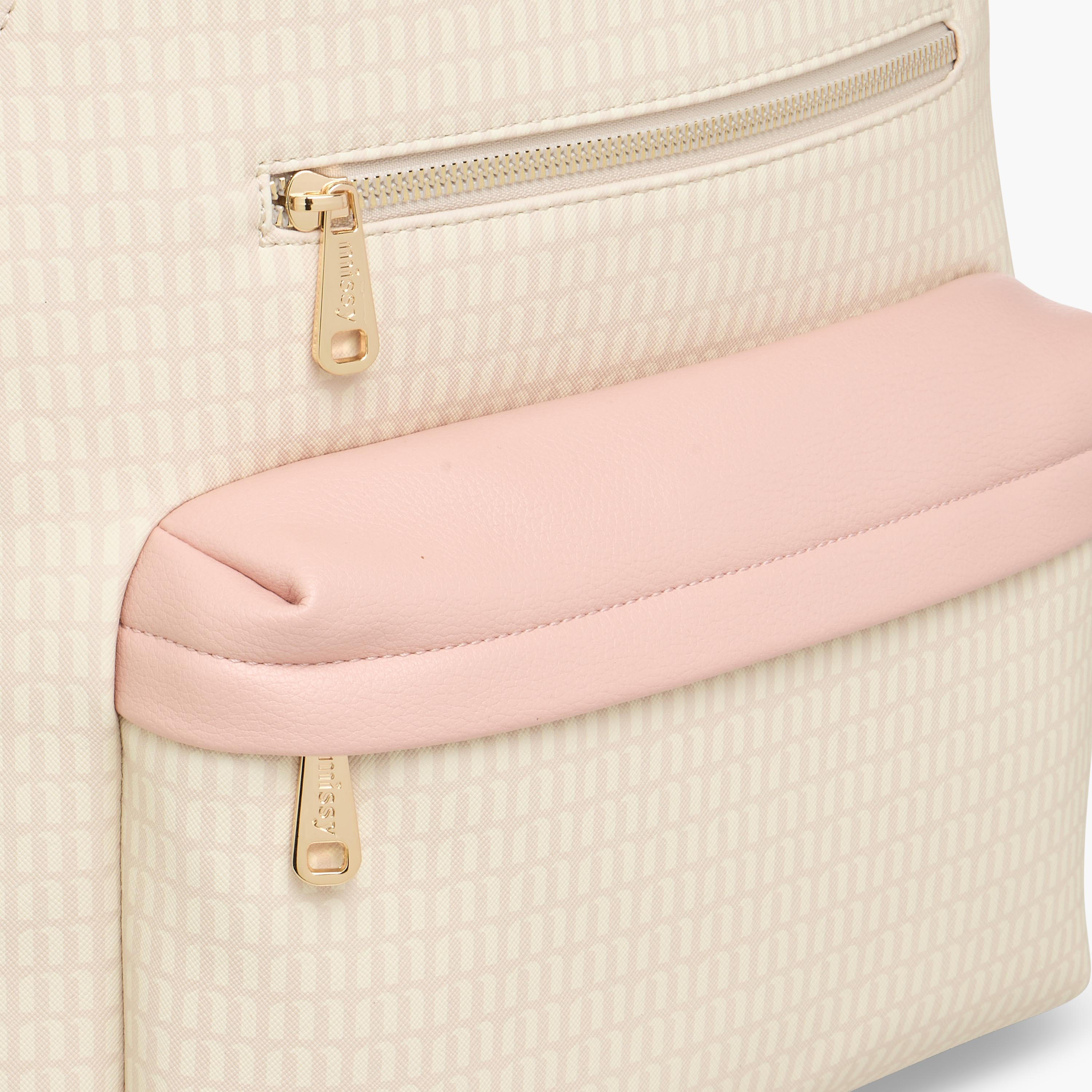 Missy Monogram Print Backpack with Adjustable Straps and Zip Closure - 32x16x41 cm-women-bagsandwallets-backpacks-image-7