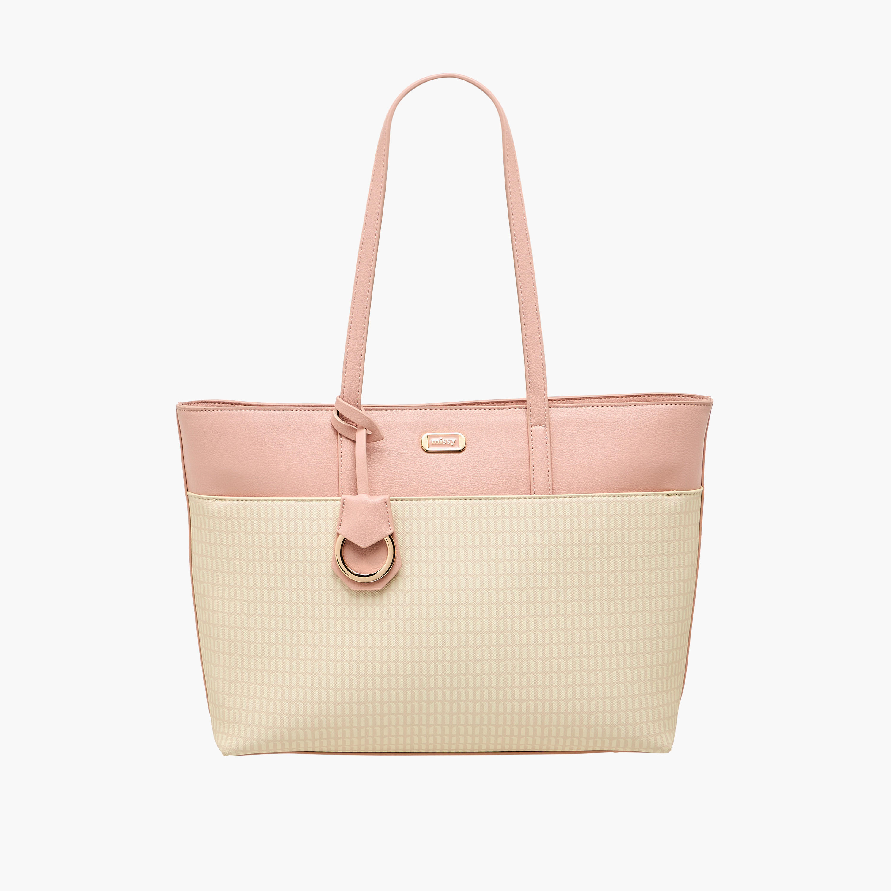 Missy Monogram Print Tote Bag with Zip Closure and Double Handle-women-bagsandwallets-handbags-image-1