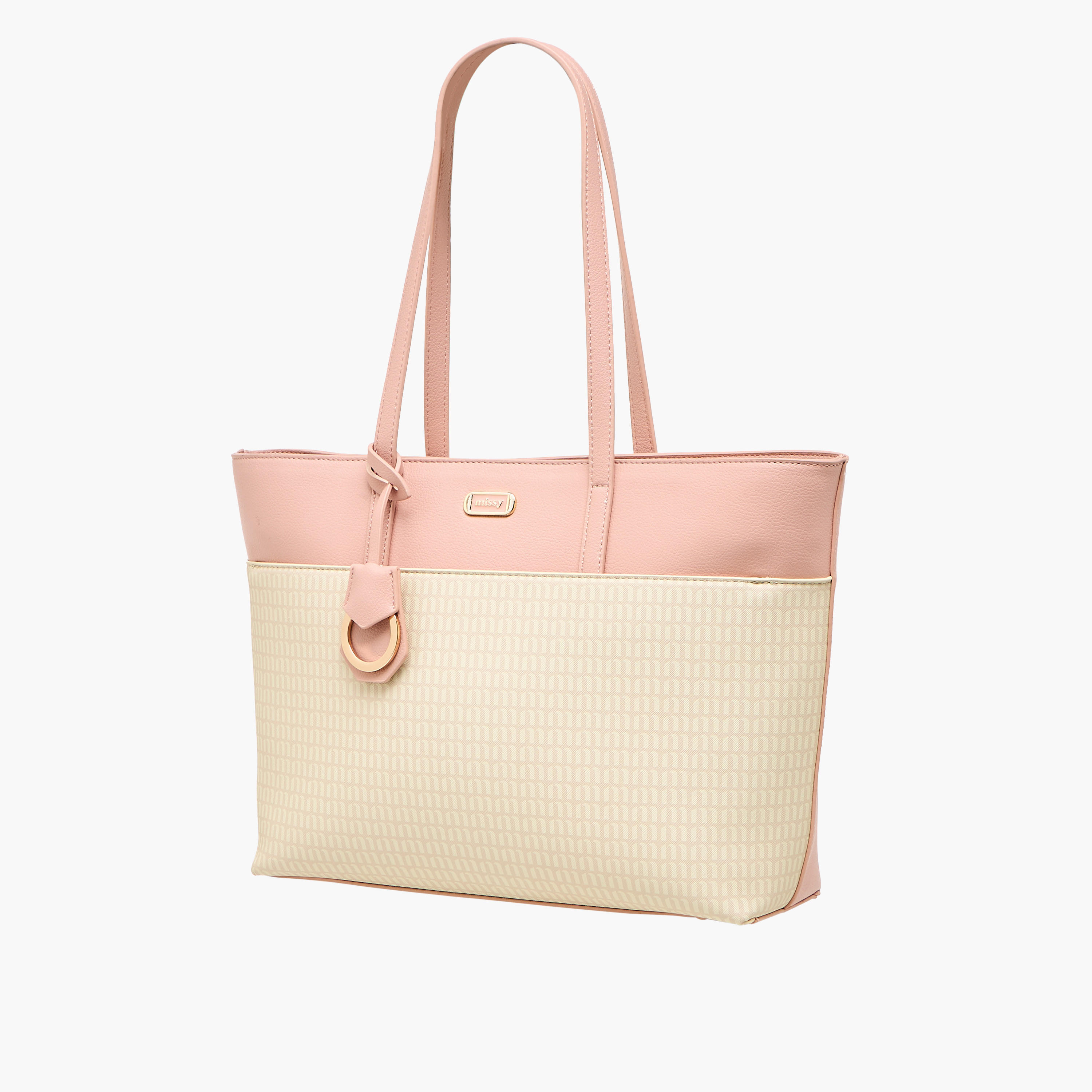 Missy Monogram Print Tote Bag with Zip Closure and Double Handle-women-bagsandwallets-handbags-image-3