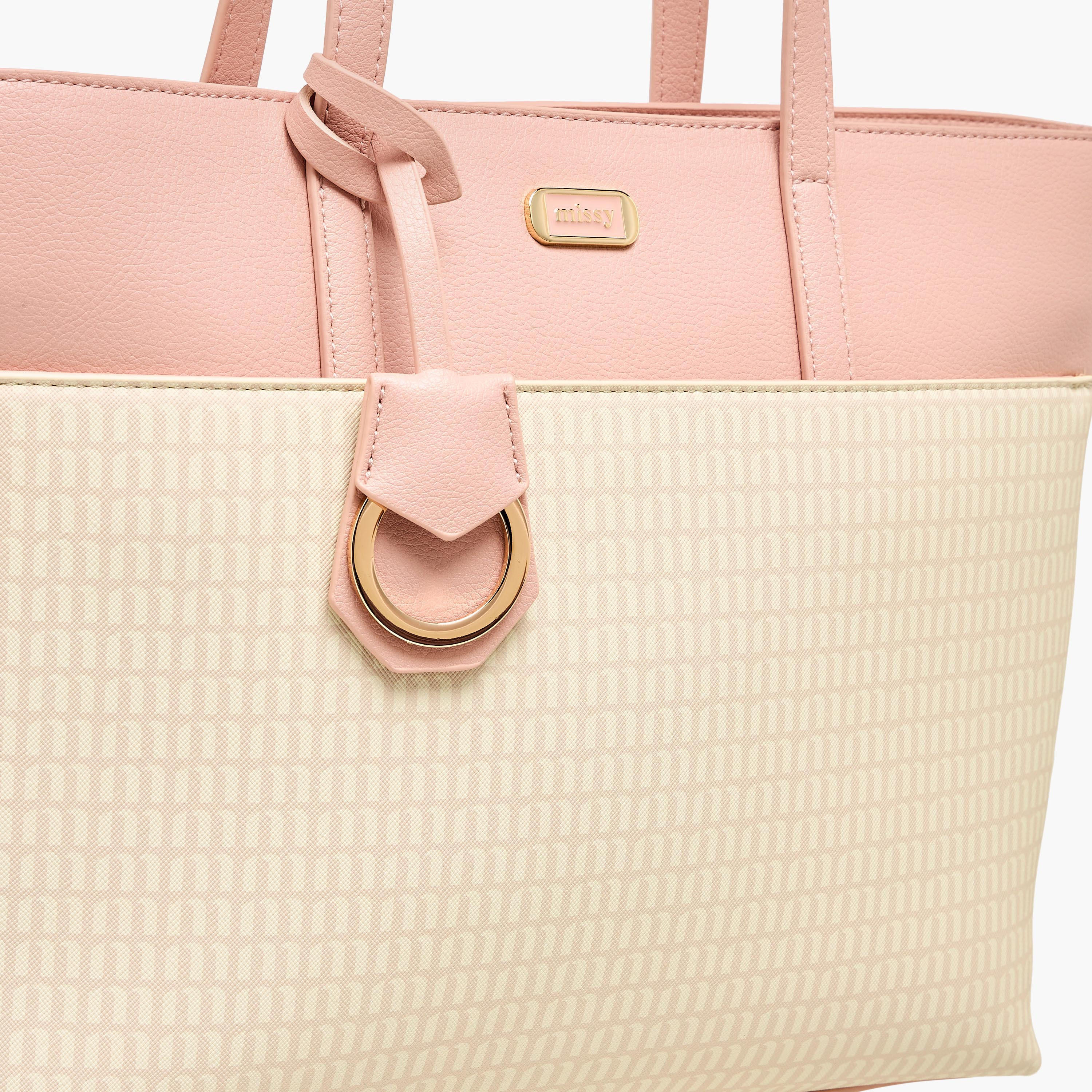 Missy Monogram Print Tote Bag with Zip Closure and Double Handle-women-bagsandwallets-handbags-image-6