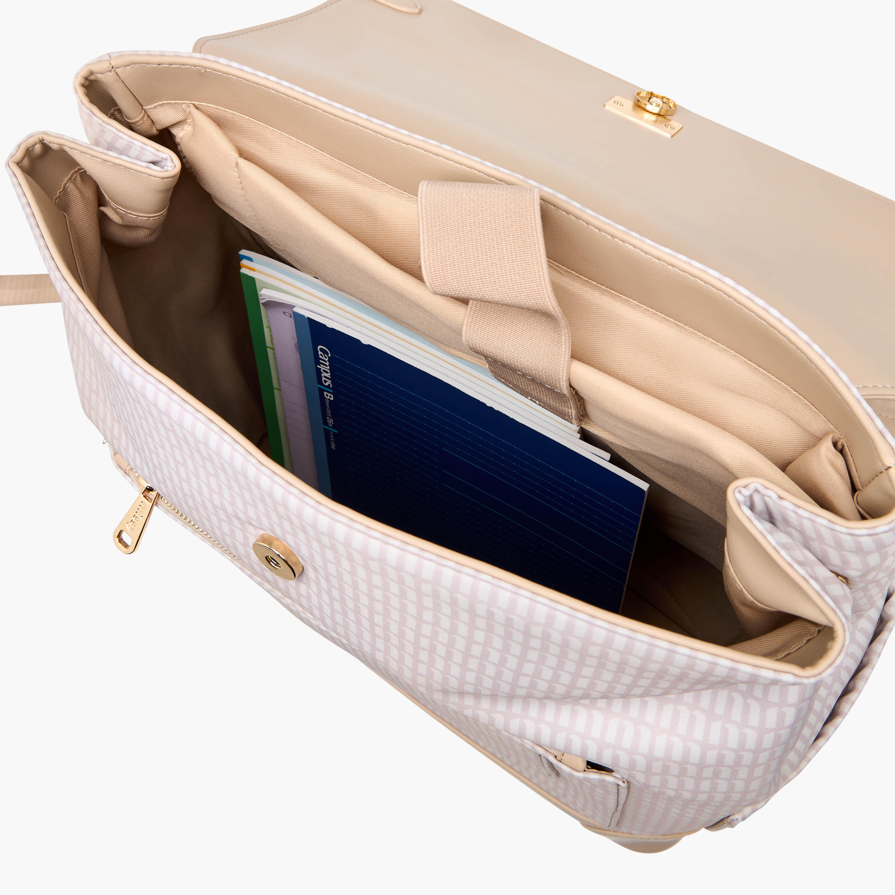 شنطة ظهر بأحزمة كتف قابلة للتعديل وطبعات مونوجرام من ميسي - 33x14x38 سم-women-bagsandwallets-backpacks-image-8