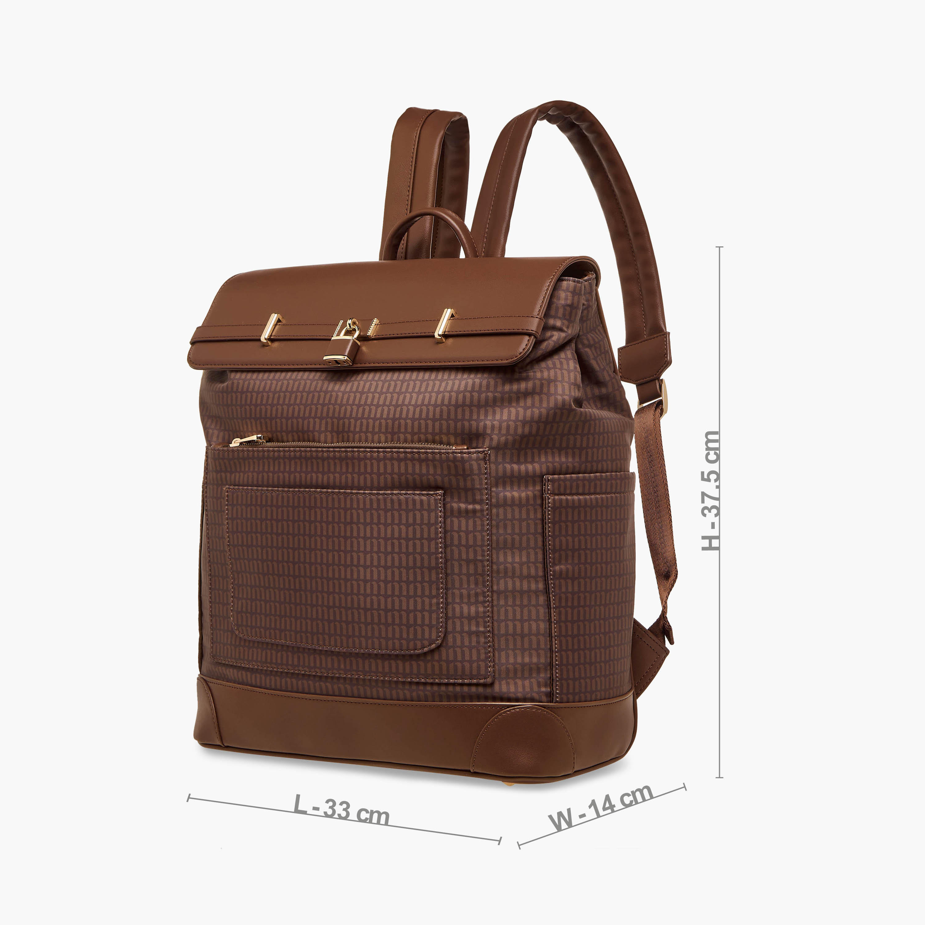 شنطة ظهر بأحزمة كتف قابلة للتعديل وطبعات مونوجرام من ميسي - 33x14x38 سم-women-bagsandwallets-backpacks-image-2