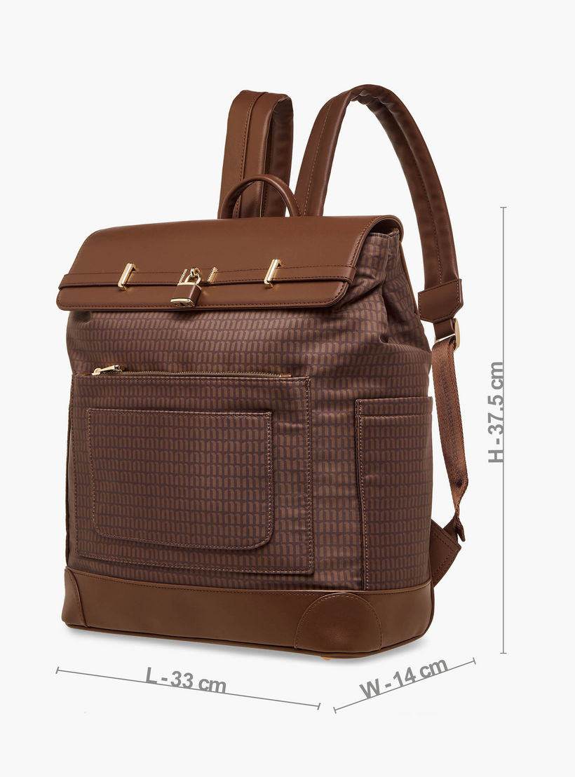 شنطة ظهر بأحزمة كتف قابلة للتعديل وطبعات مونوجرام من ميسي - 33x14x38 سم-women-bagsandwallets-backpacks-image-2