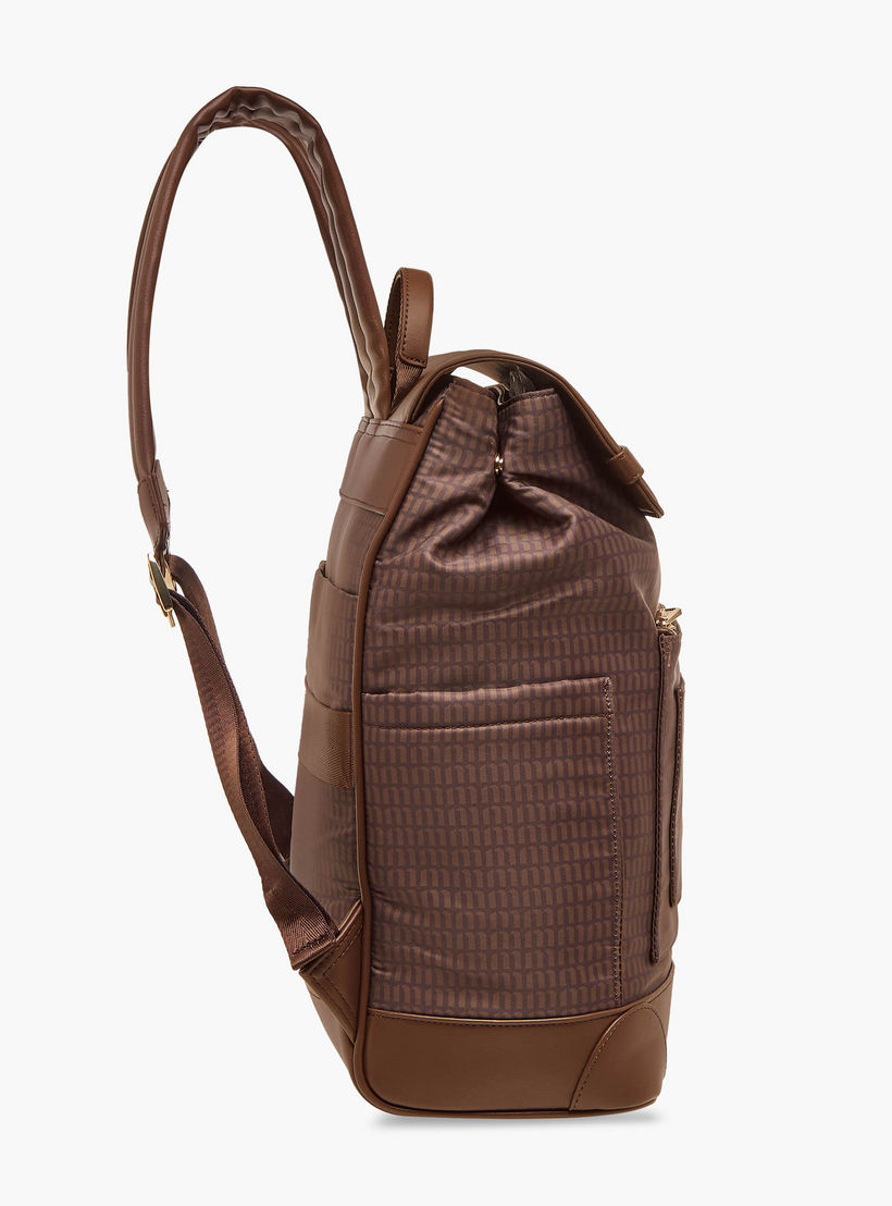 شنطة ظهر بأحزمة كتف قابلة للتعديل وطبعات مونوجرام من ميسي - 33x14x38 سم-women-bagsandwallets-backpacks-image-3