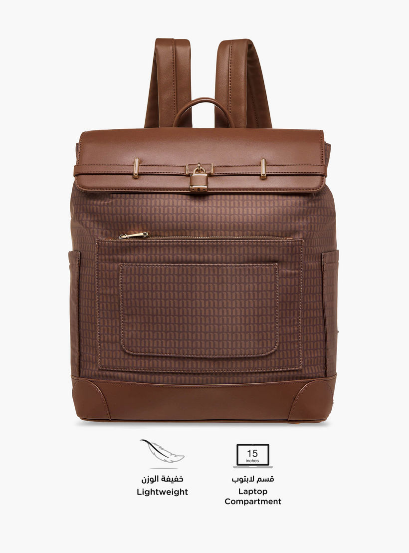شنطة ظهر بأحزمة كتف قابلة للتعديل وطبعات مونوجرام من ميسي - 33x14x38 سم-women-bagsandwallets-backpacks-image-4