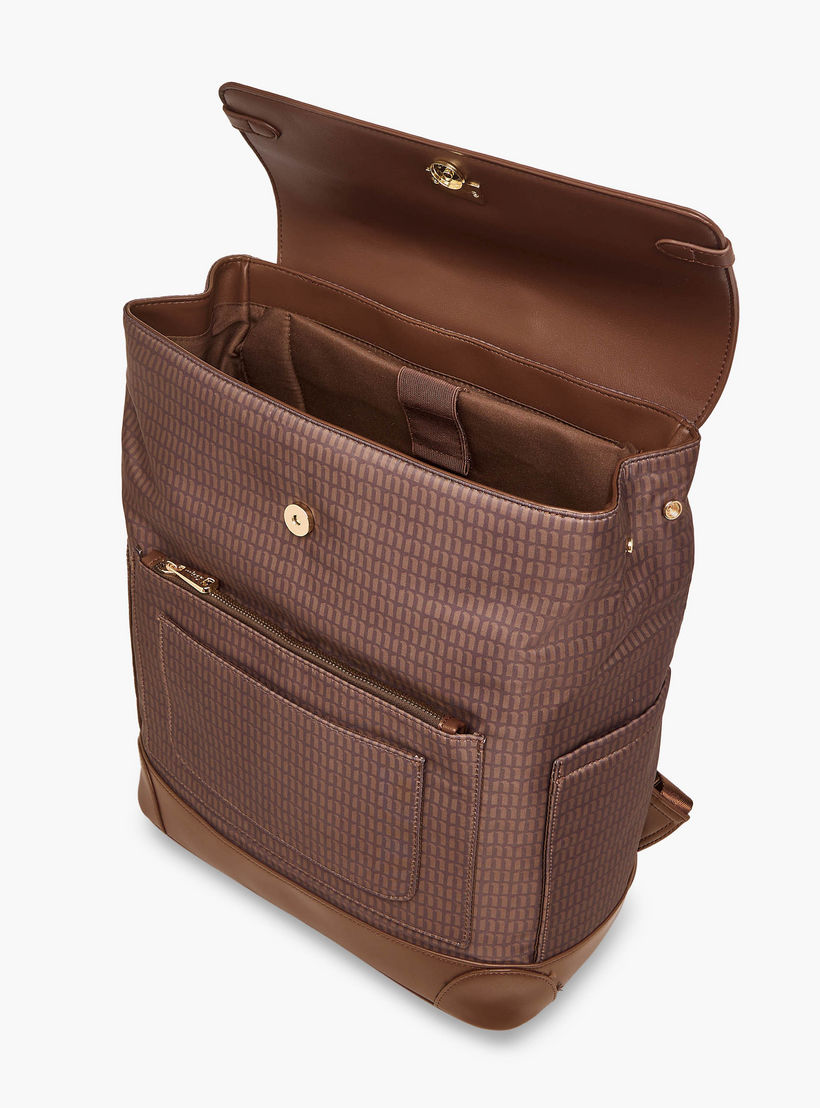 شنطة ظهر بأحزمة كتف قابلة للتعديل وطبعات مونوجرام من ميسي - 33x14x38 سم-women-bagsandwallets-backpacks-image-7