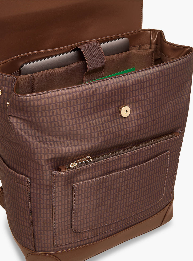 شنطة ظهر بأحزمة كتف قابلة للتعديل وطبعات مونوجرام من ميسي - 33x14x38 سم-women-bagsandwallets-backpacks-image-8