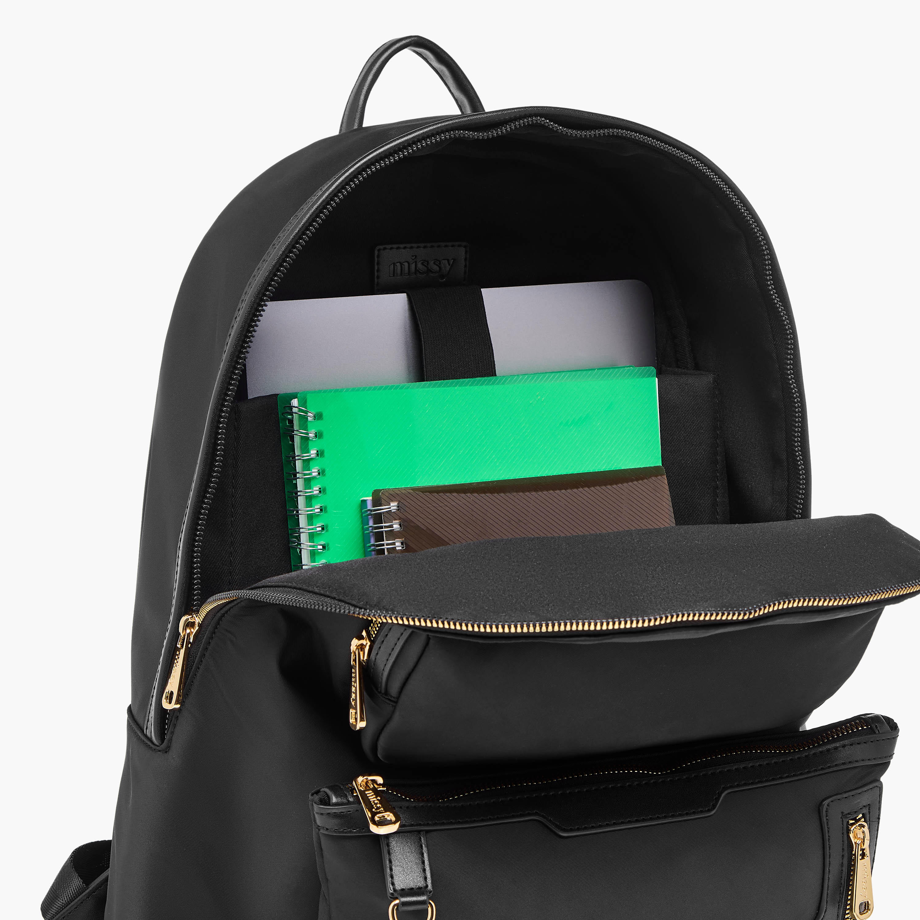 Missy Solid Backpack with Adjustable Shoulder Straps and Zip Closure - 32x19x40 cm-women-bagsandwallets-backpacks-image-10