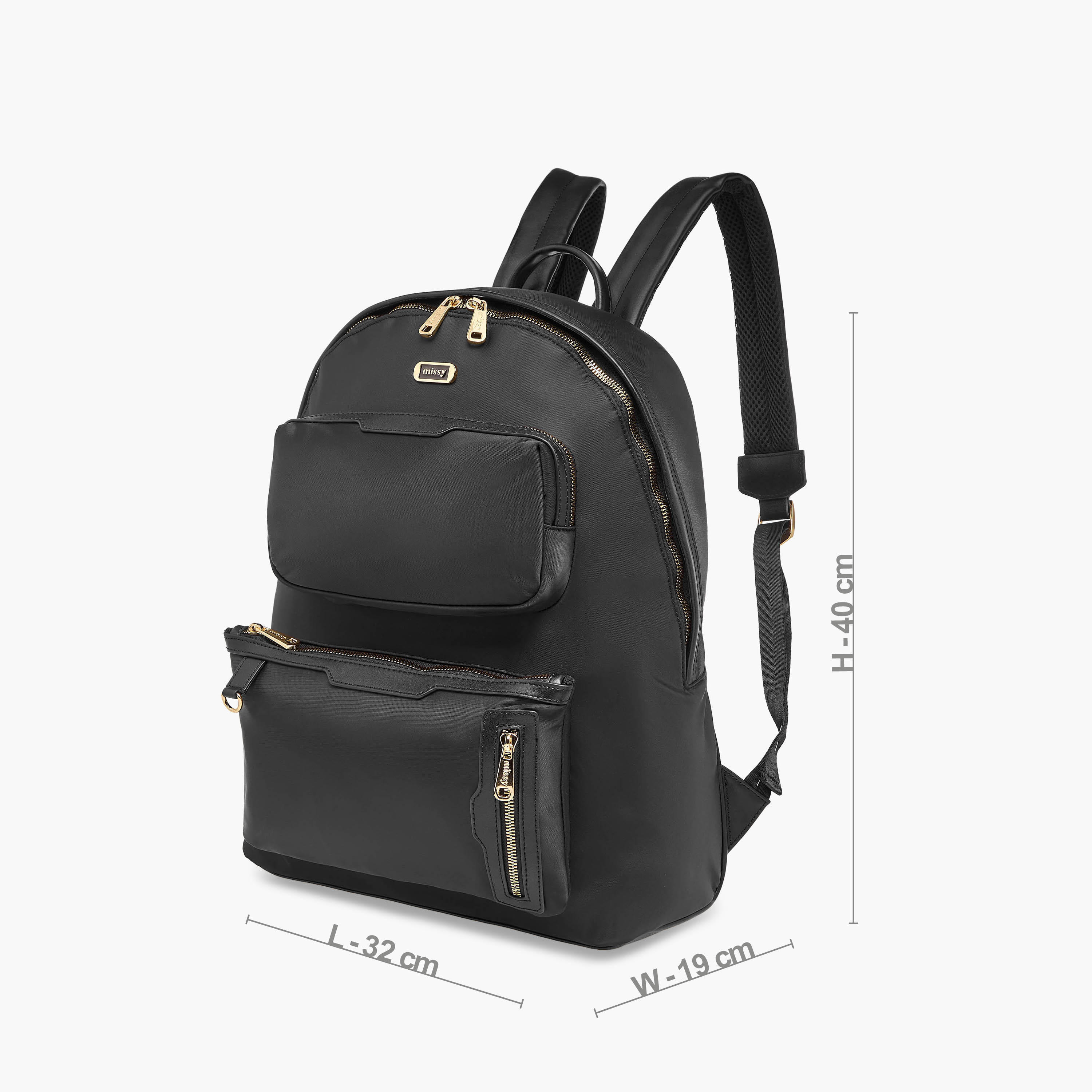 Missy Solid Backpack with Adjustable Shoulder Straps and Zip Closure - 32x19x40 cm-women-bagsandwallets-backpacks-image-2