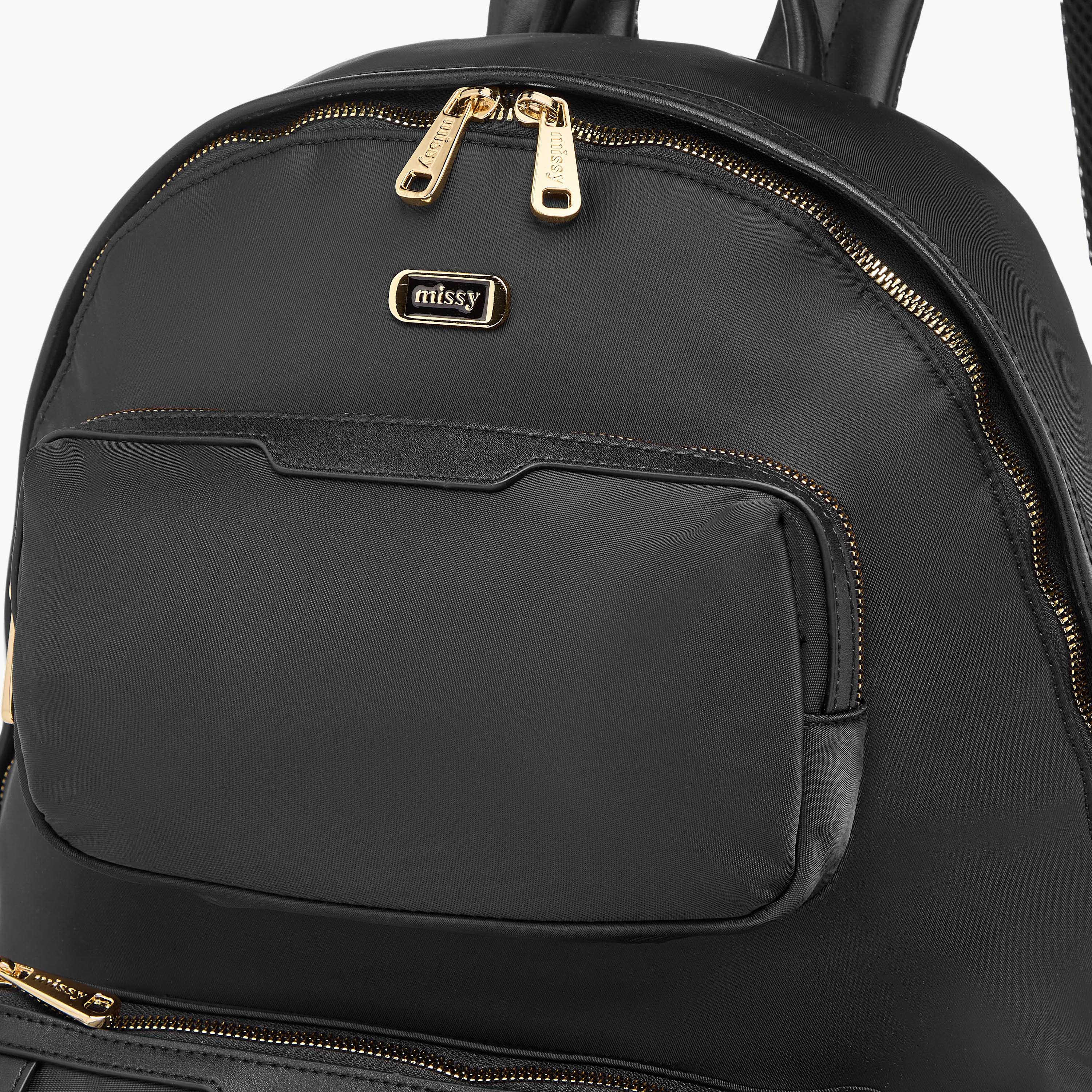 Missy Solid Backpack with Adjustable Shoulder Straps and Zip Closure - 32x19x40 cm-women-bagsandwallets-backpacks-image-7