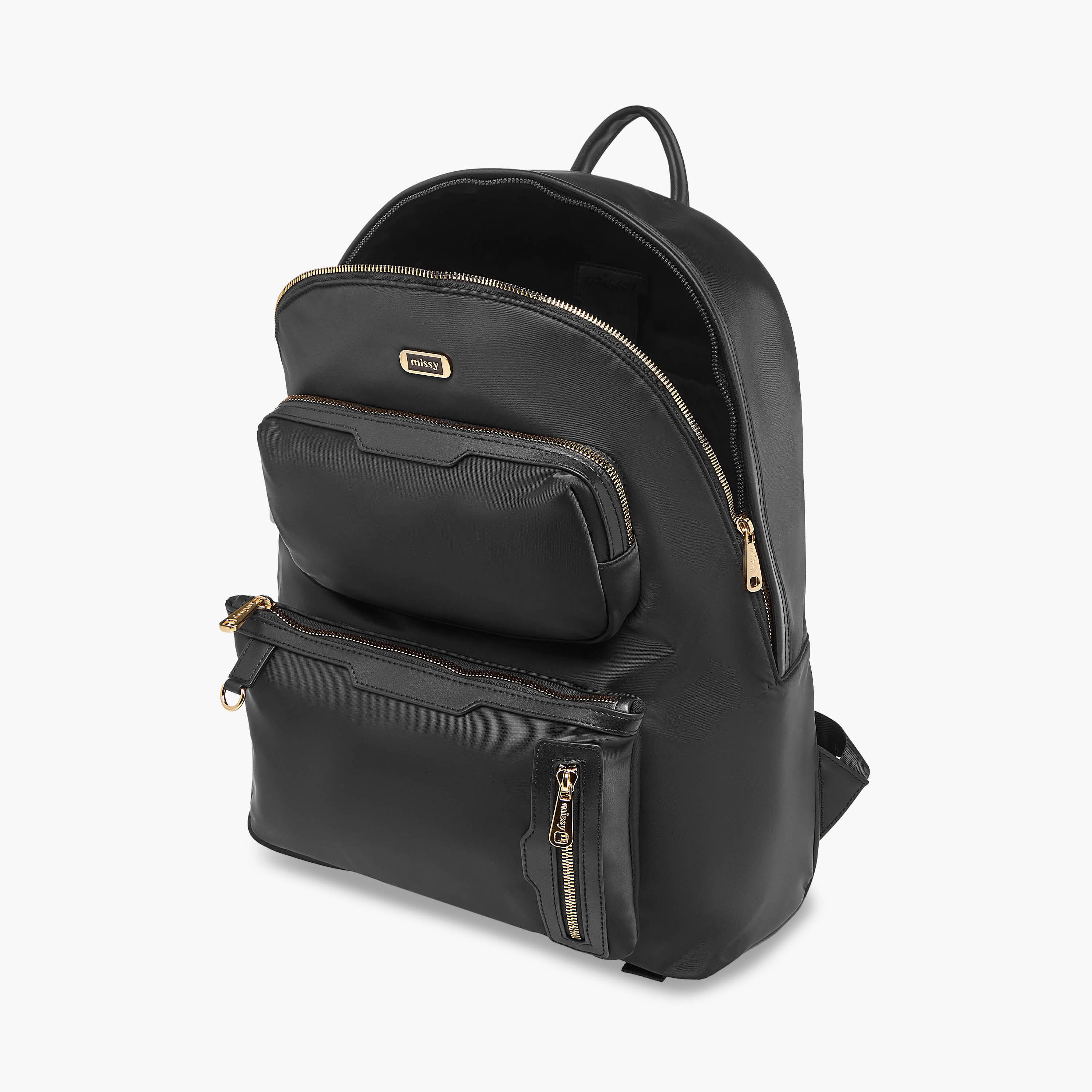 Missy Solid Backpack with Adjustable Shoulder Straps and Zip Closure - 32x19x40 cm-women-bagsandwallets-backpacks-image-9
