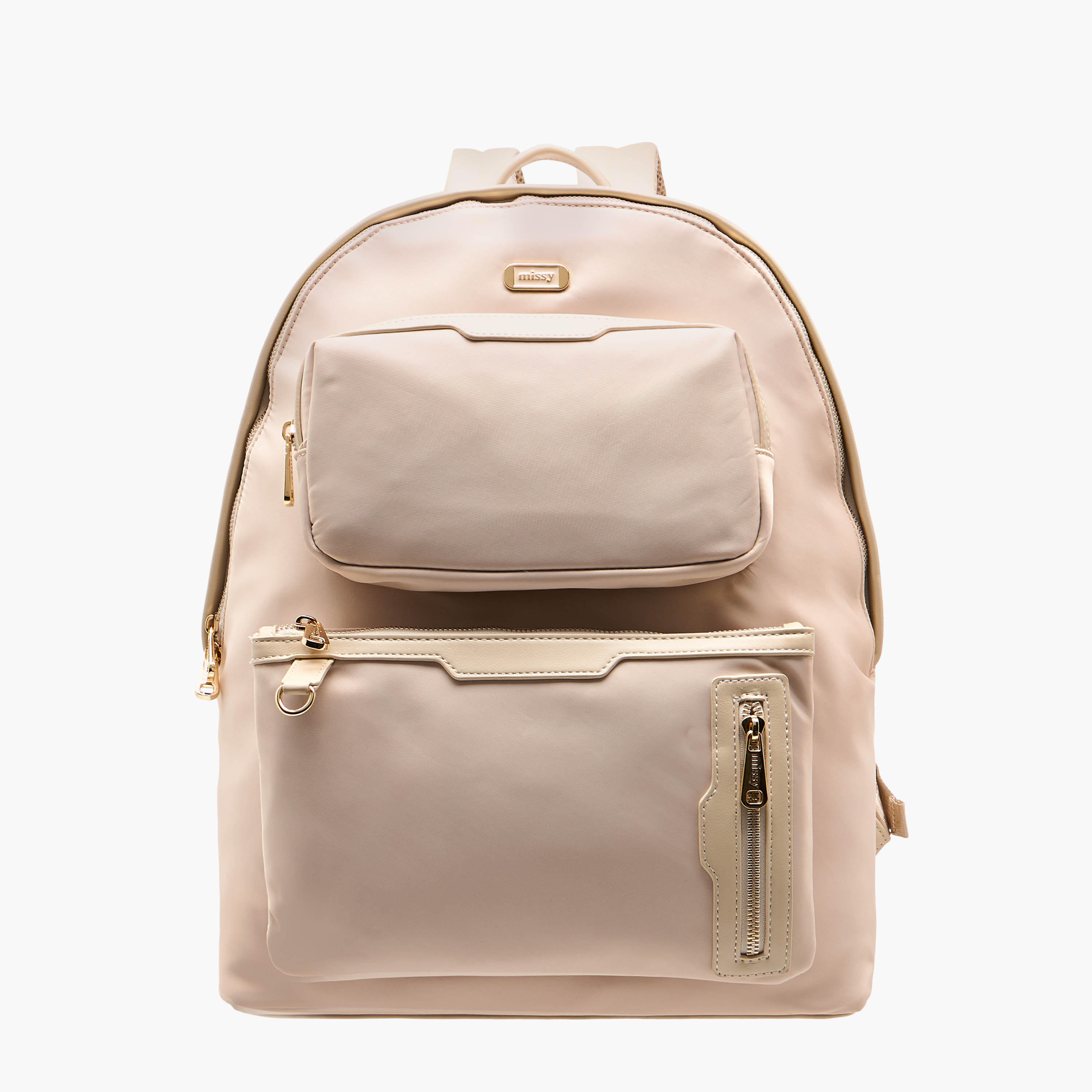 Missy Solid Backpack with Adjustable Shoulder Straps and Zip Closure - 32x19x40 cm-women-bagsandwallets-backpacks-image-1
