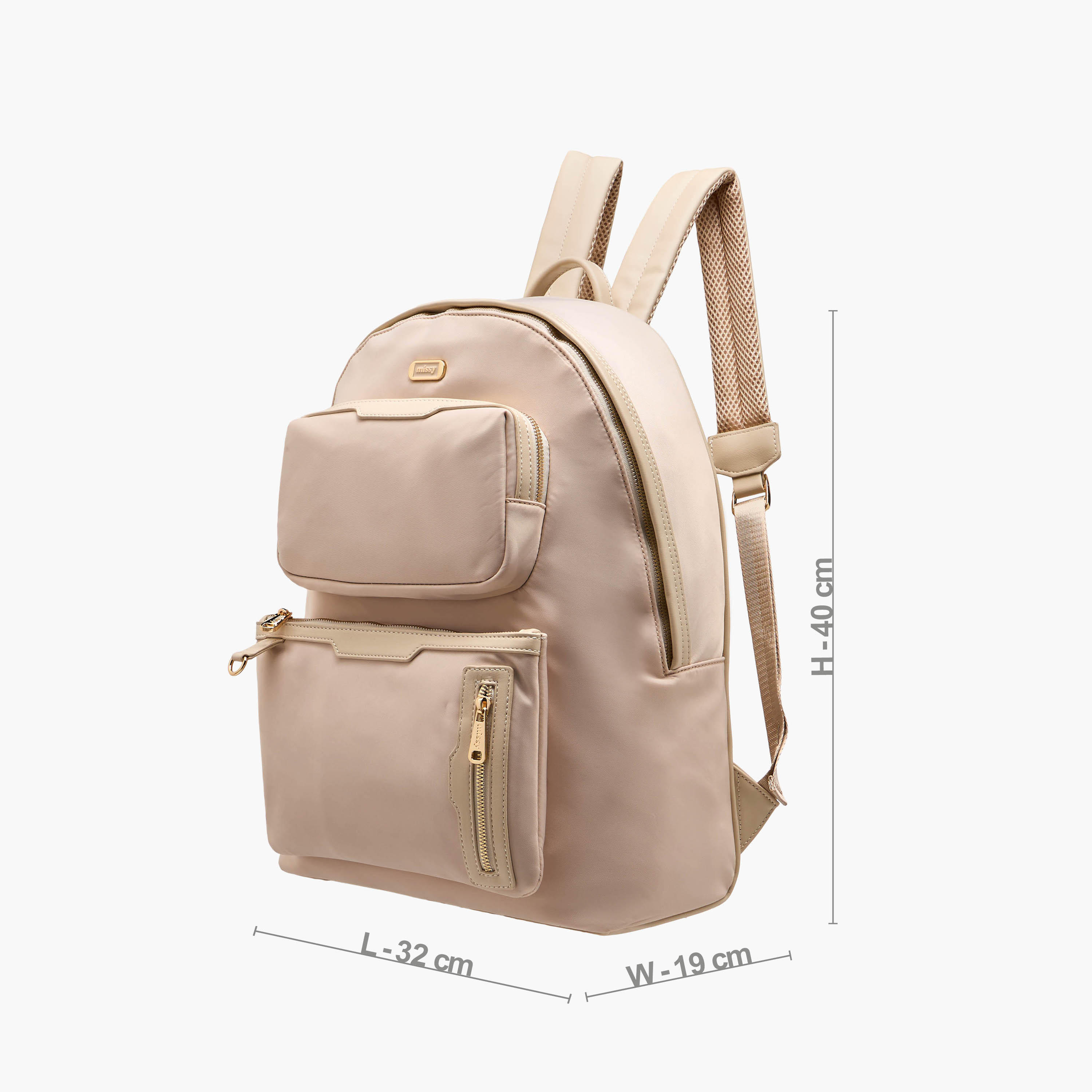 Missy Solid Backpack with Adjustable Shoulder Straps and Zip Closure - 32x19x40 cm-women-bagsandwallets-backpacks-image-2