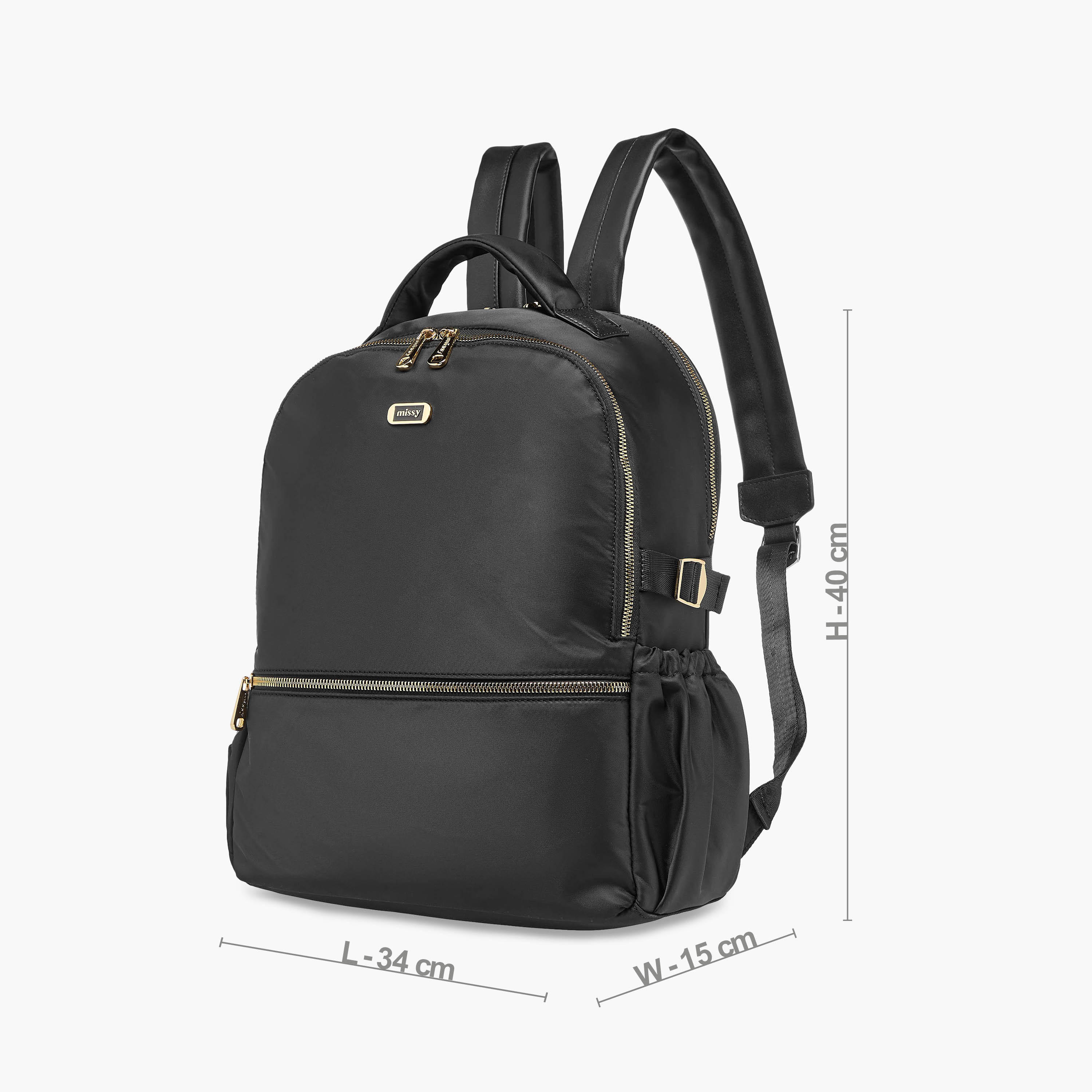 Missy Solid Backpack with Adjustable Shoulder Straps and Zip Closure - 34x15x40 cm-women-bagsandwallets-backpacks-image-2
