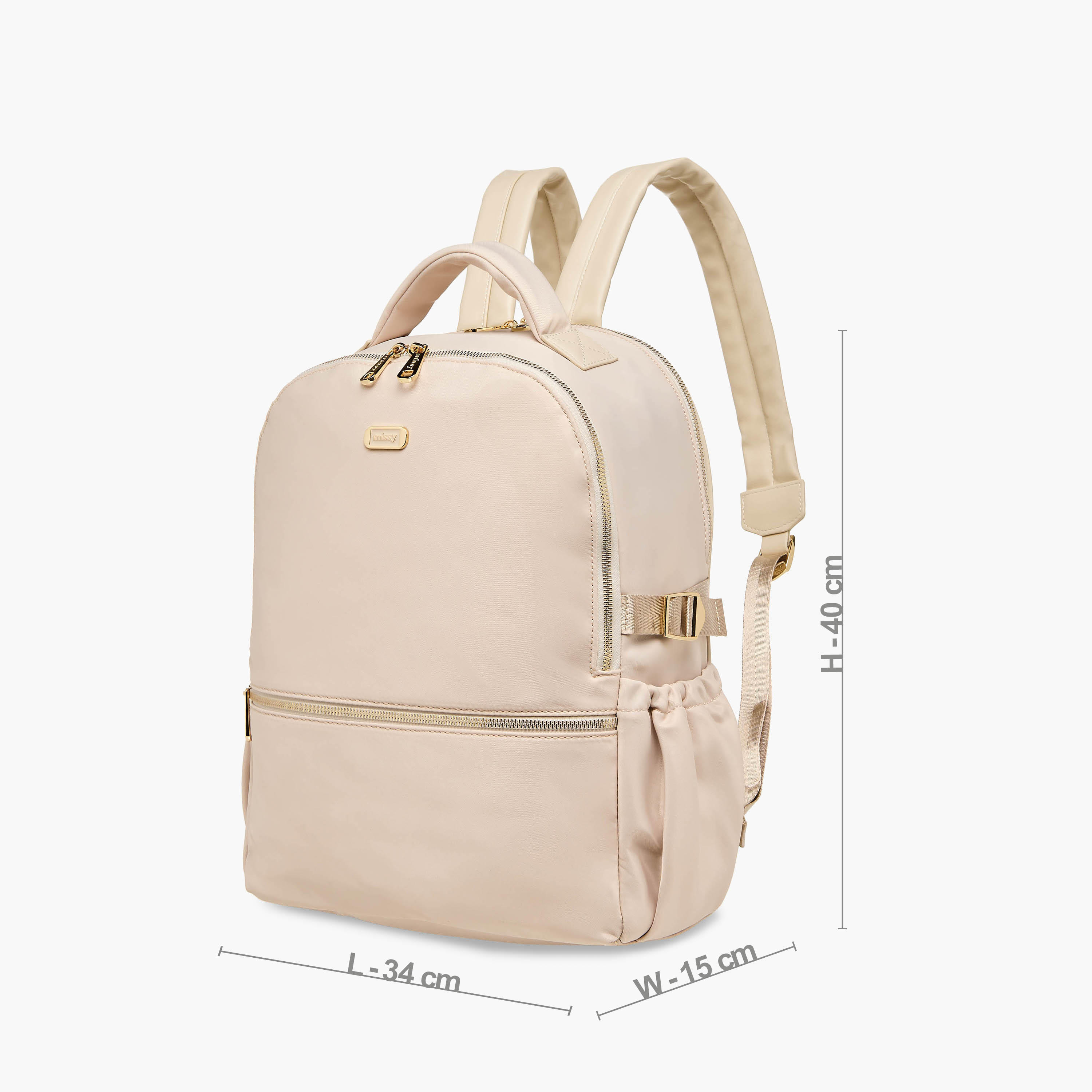 شنطة ظهر سادة بأحزمة كتف قابلة للتعديل وسحاب إغلاق من ميسي - 34x15x40 سم-women-bagsandwallets-backpacks-image-8