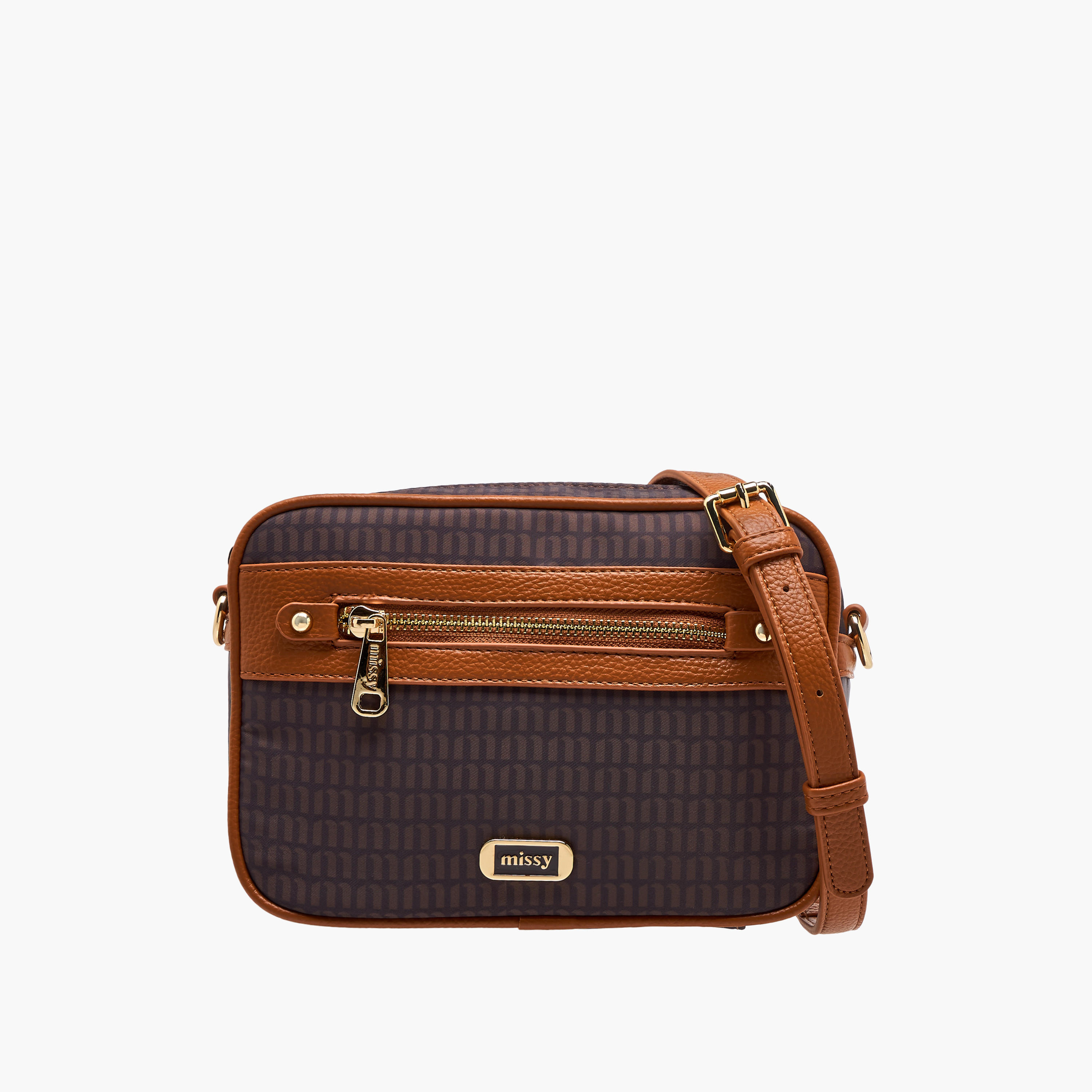 Missy Monogram Print Crossbody Bag with Detachable Strap and Zip Closure-women-bagsandwallets-handbags-image-1
