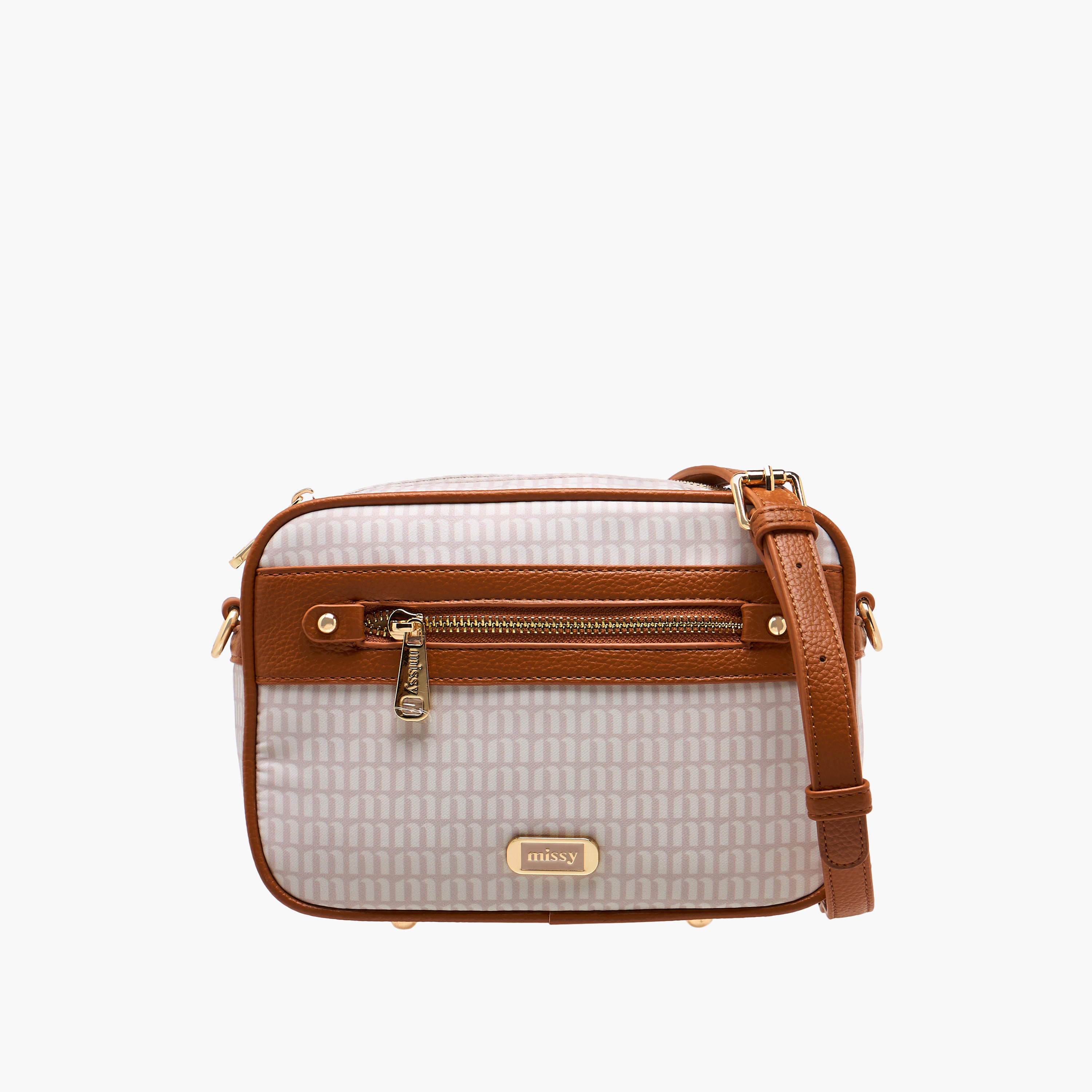 Missy Monogram Print Crossbody Bag with Detachable Strap and Zip Closure-women-bagsandwallets-handbags-image-1