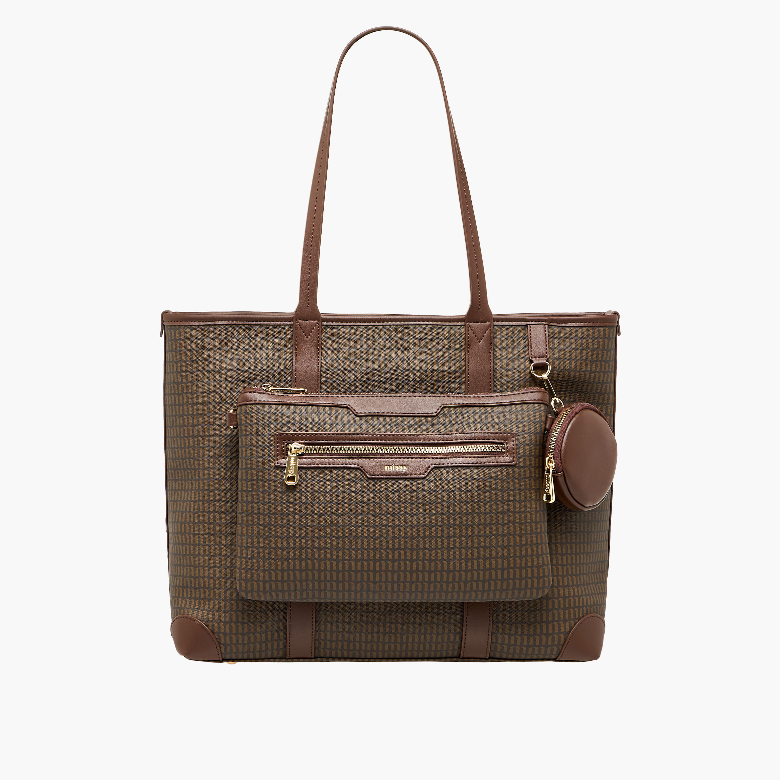 Missy Monogram Print Tote Bag with Double Handle and Detachable Pouch-women-bagsandwallets-handbags-image-1