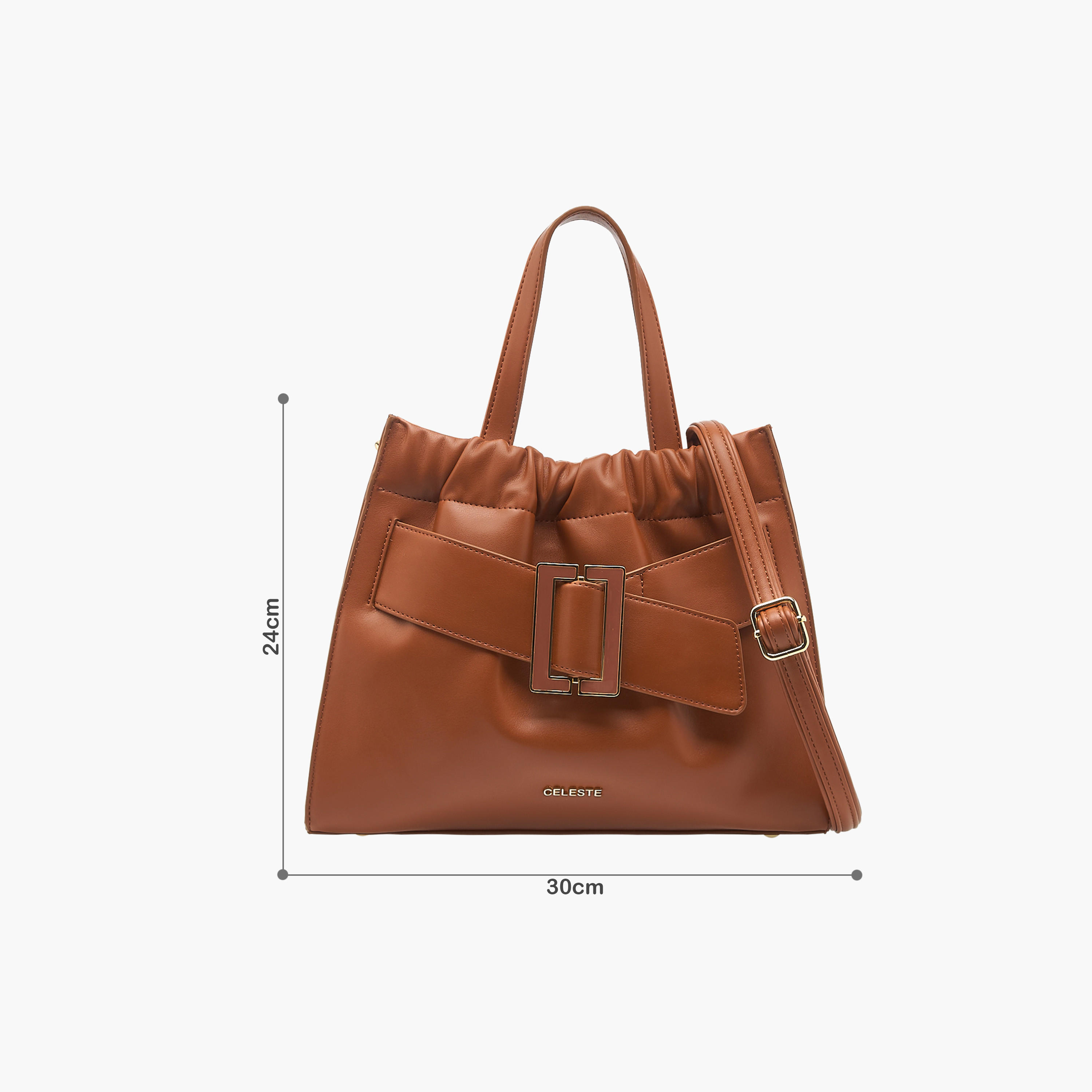 Celeste Buckle Detail Tote Bag with Adjustable Strap and Zip Closure-women-bagsandwallets-handbags-image-2