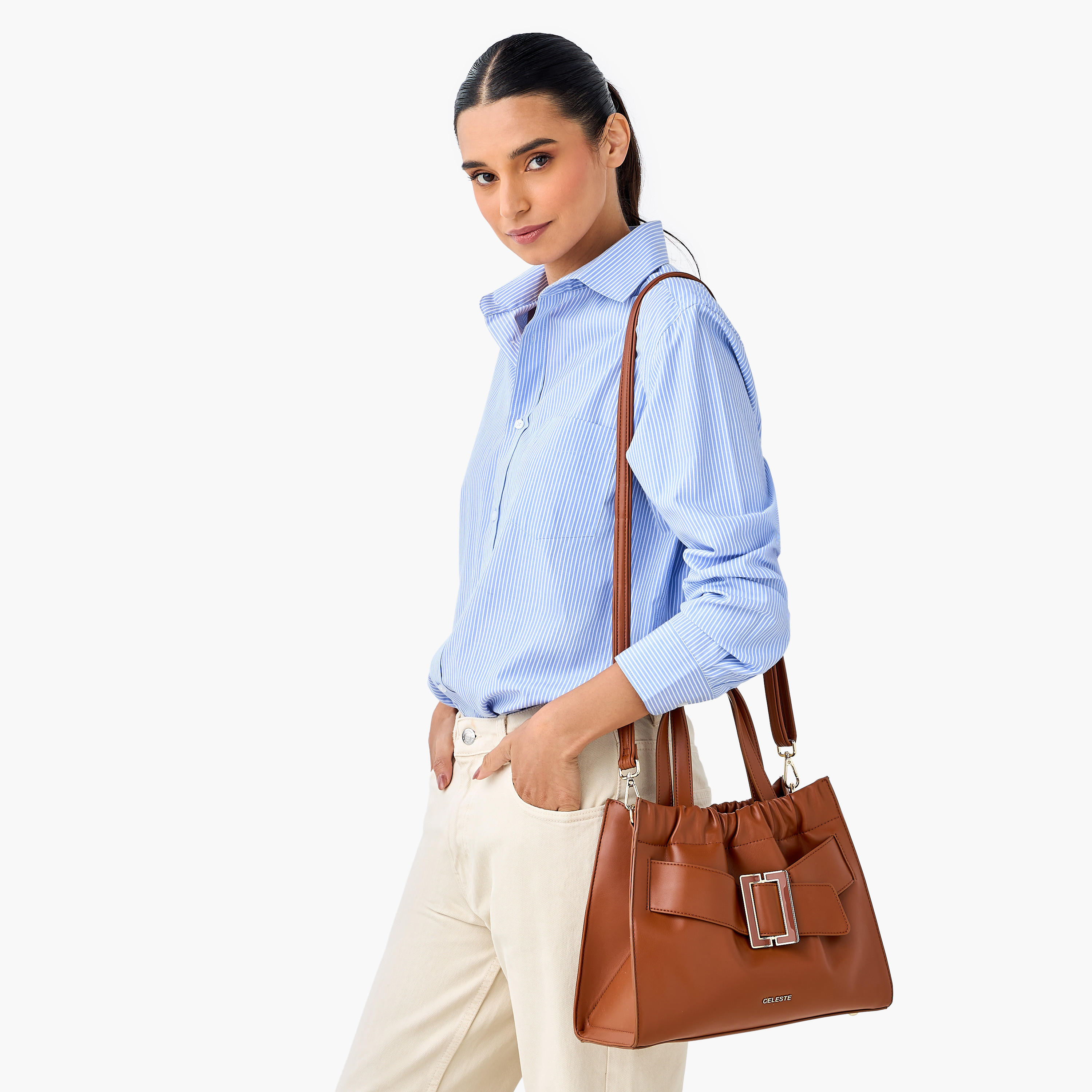 شنطة توتي بحزام قابل للتعديل وسحاب إغلاق وإبزيم زينة من سيليست-women-bagsandwallets-handbags-image-3