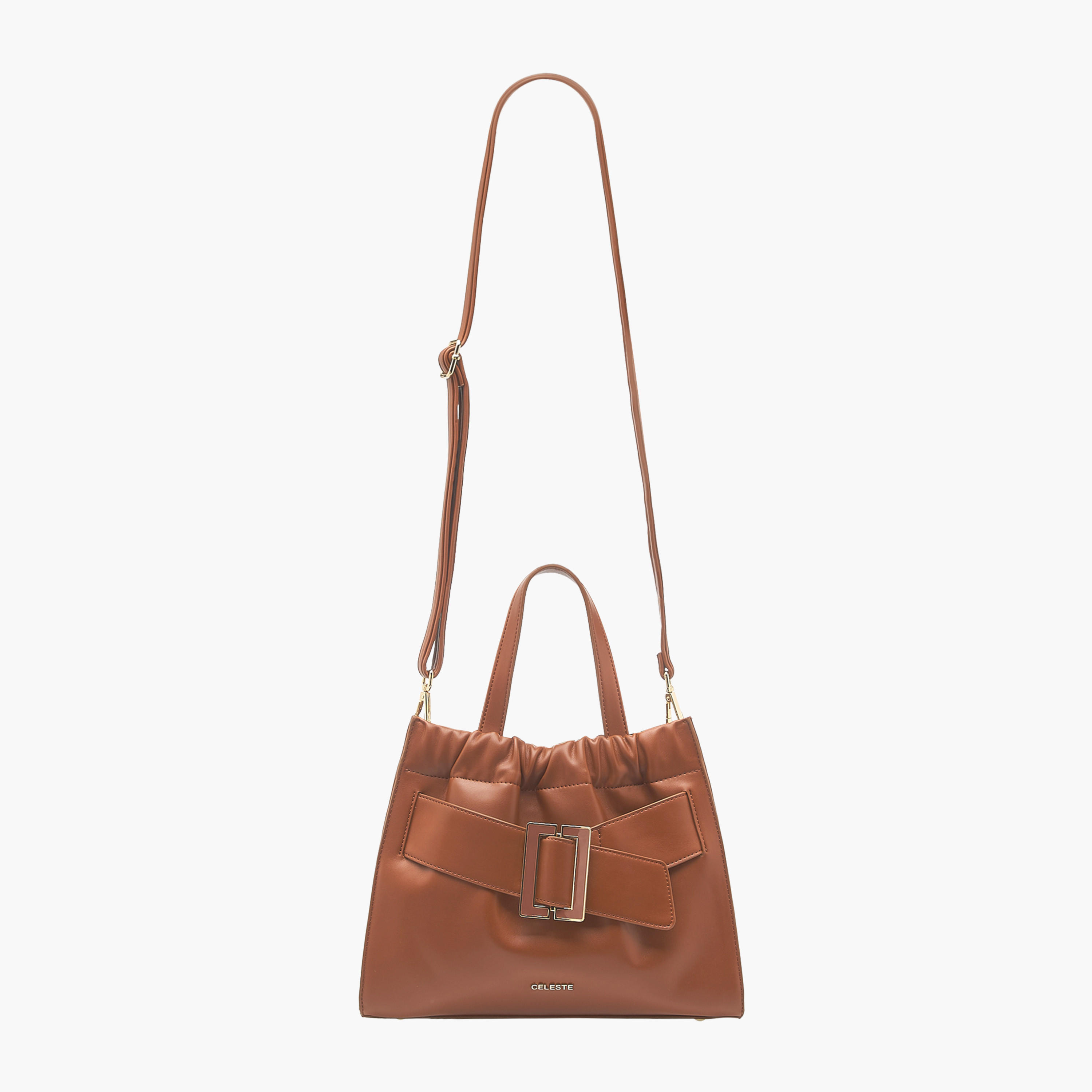 Celeste Buckle Detail Tote Bag with Adjustable Strap and Zip Closure-women-bagsandwallets-handbags-image-4
