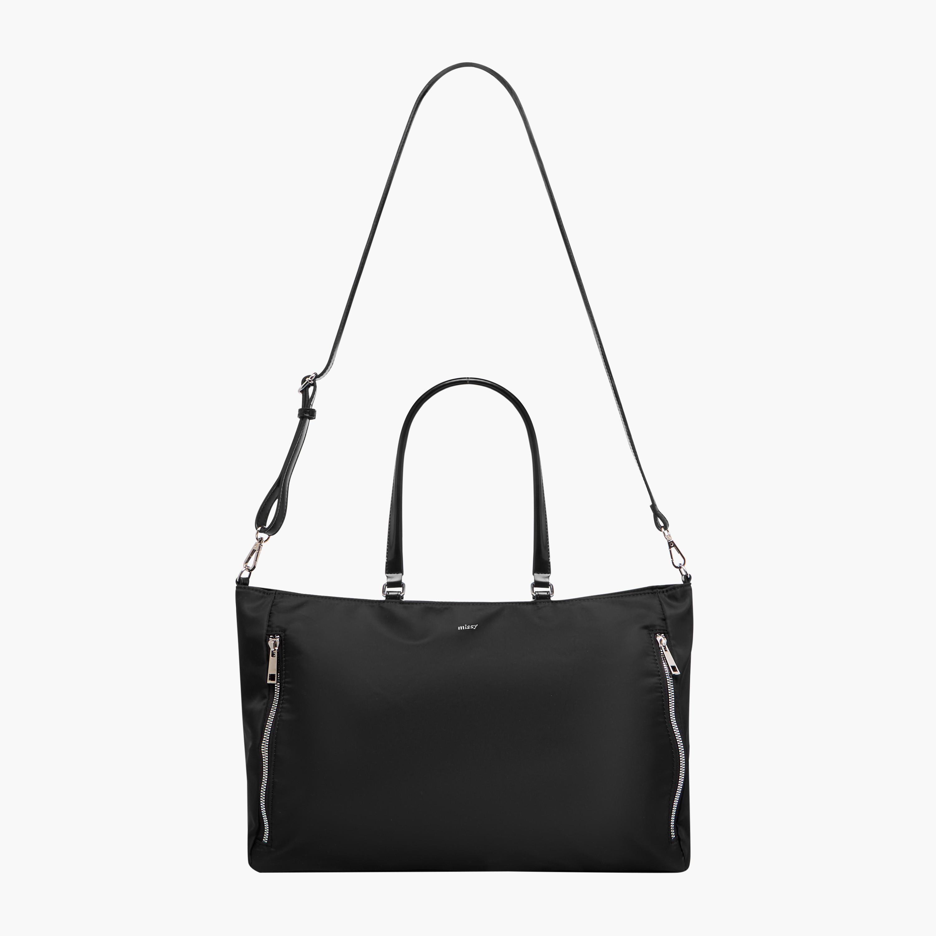 Missy Solid Tote Bag with Detachable Strap and Zip Closure-women-bagsandwallets-handbags-image-3