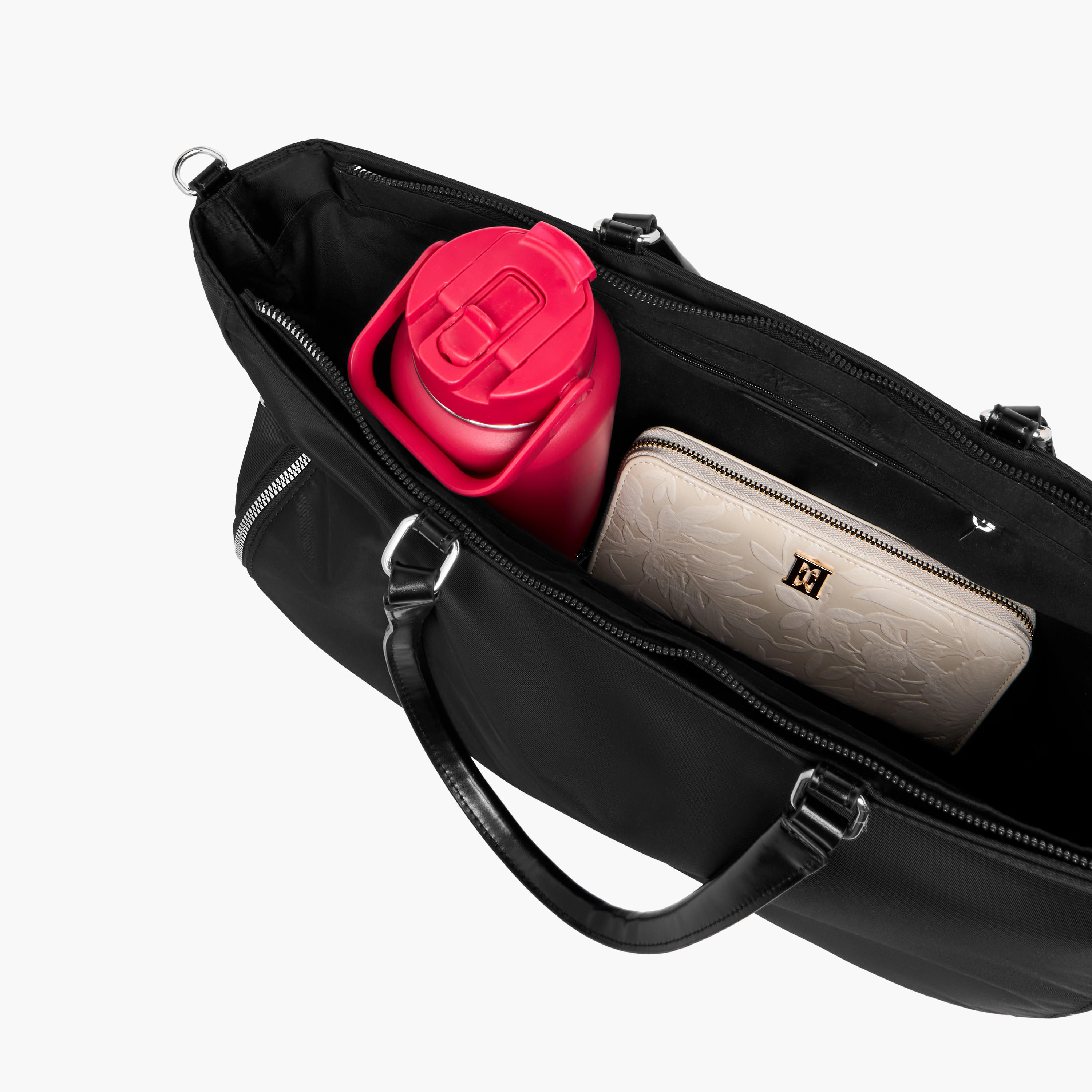 Missy Solid Tote Bag with Detachable Strap and Zip Closure-women-bagsandwallets-handbags-image-9