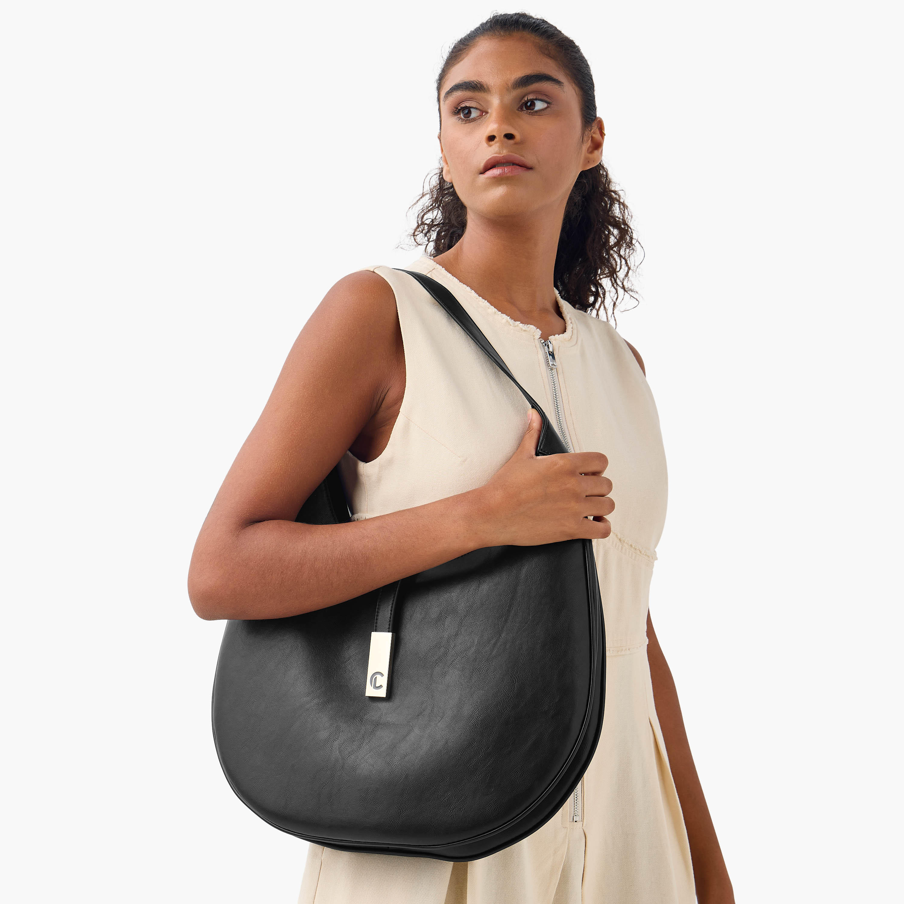 Le Confort Solid Shoulder Bag with Zip Closure-women-bagsandwallets-handbags-image-2