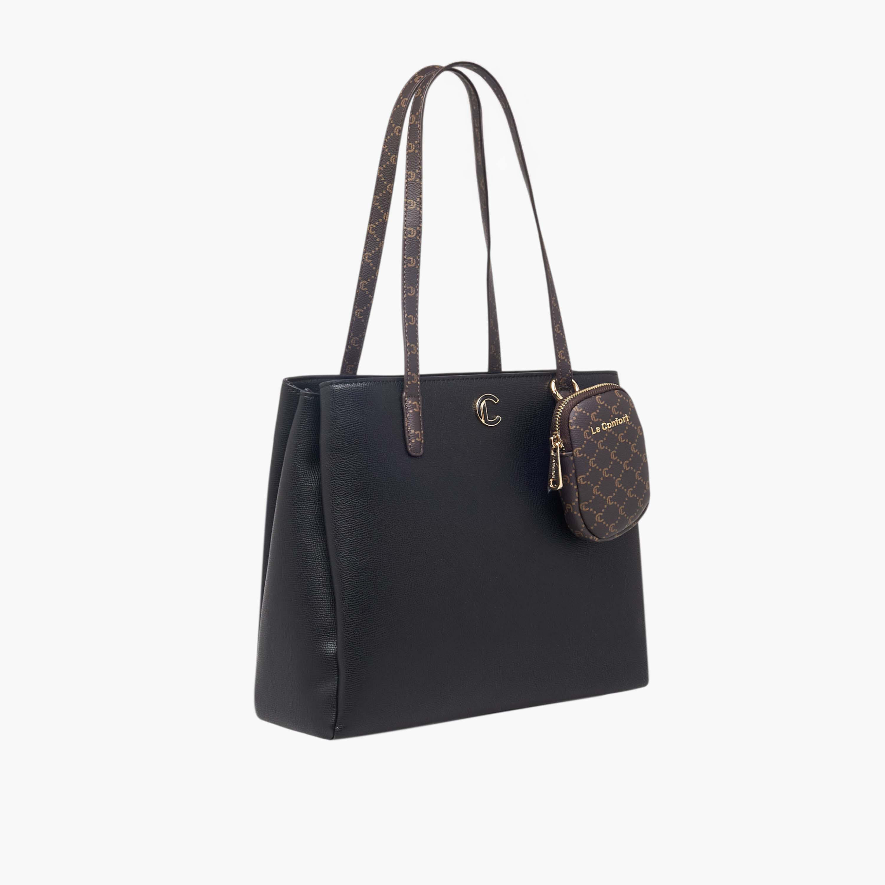 Le Confort Monogram Textured Tote Bag with Zip Closure and Pouch-women-bagsandwallets-handbags-image-3