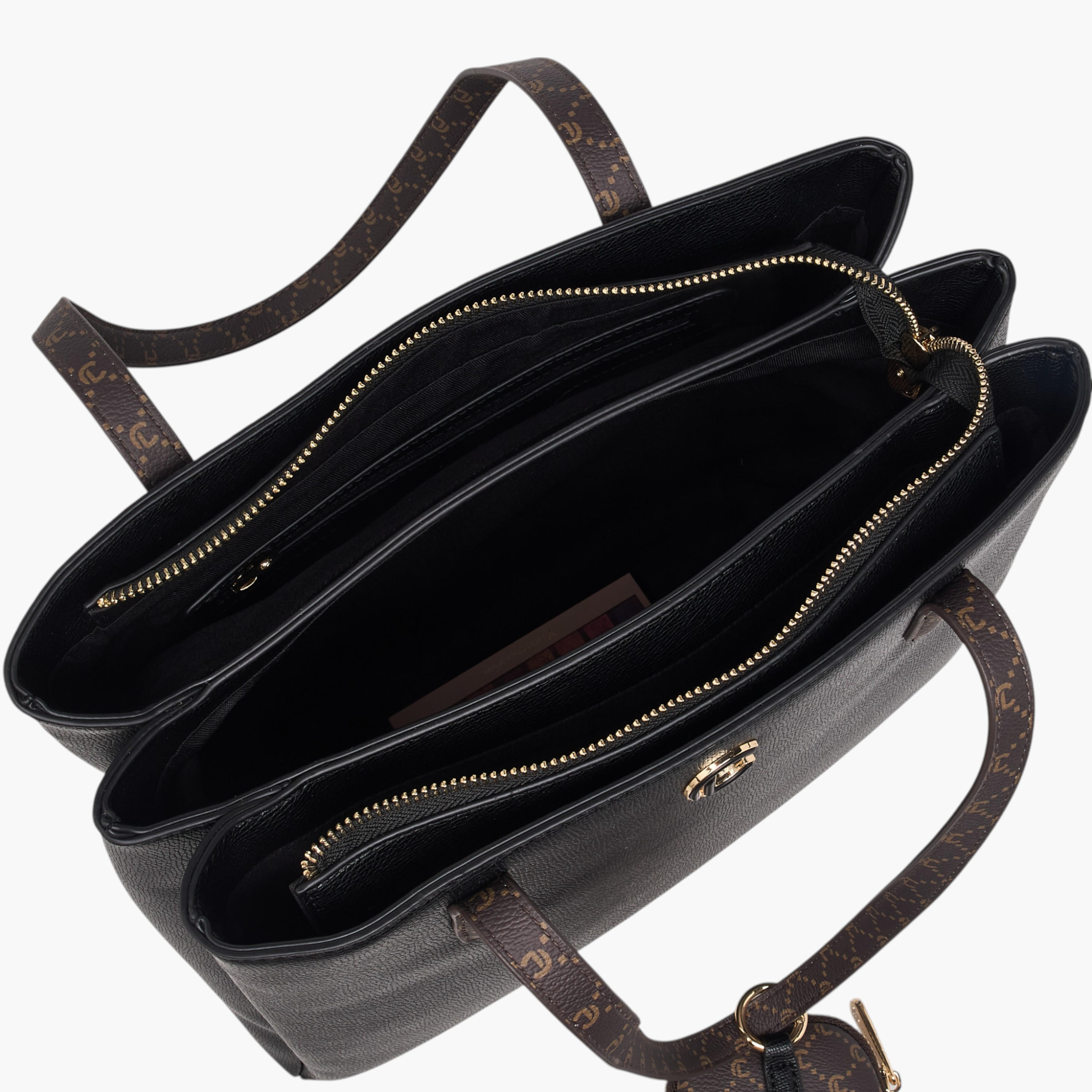 Le Confort Monogram Textured Tote Bag with Zip Closure and Pouch-women-bagsandwallets-handbags-image-9