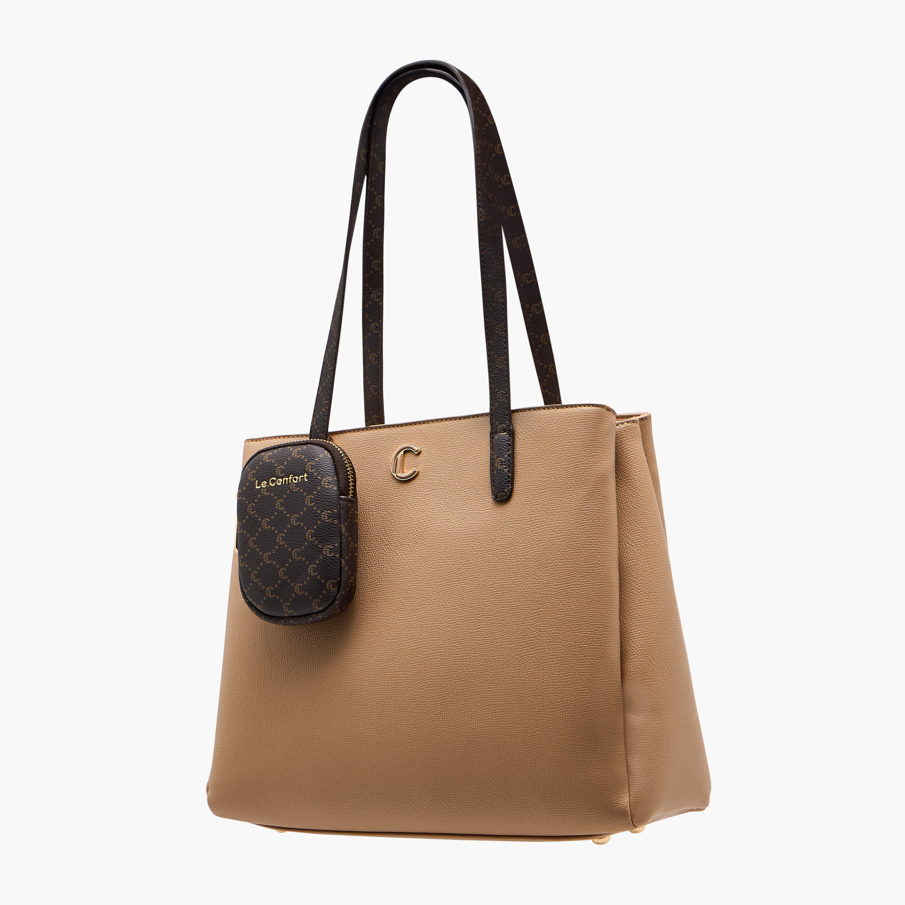 شنطة توتي بملمس مونوجرام بارز وإغلاق بسحاب مع محفظة من لو كونفورت-women-bagsandwallets-handbags-image-3