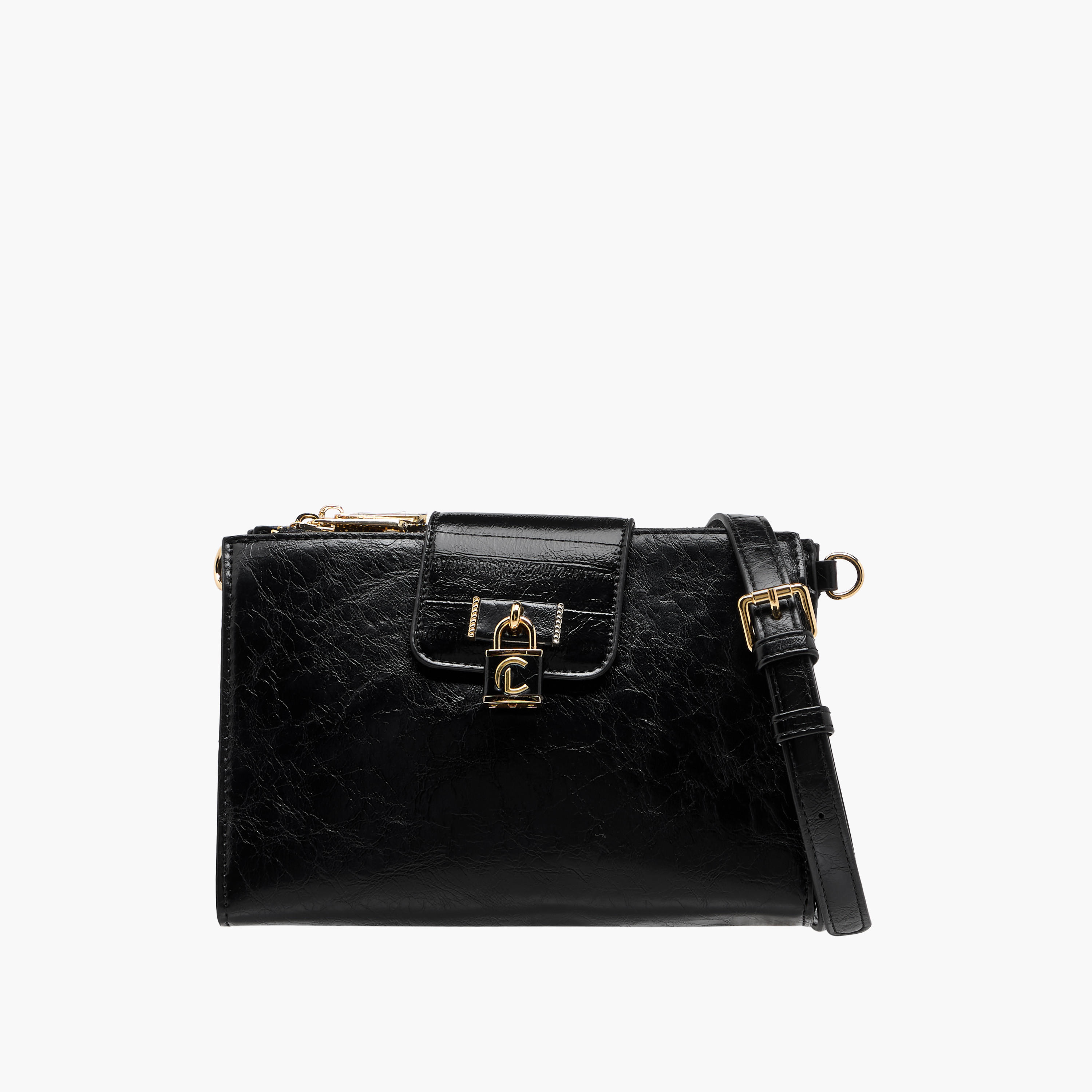 Le Confort Textured Crossbody Bag with Detachable Strap and Zip Closure-women-bagsandwallets-handbags-image-1