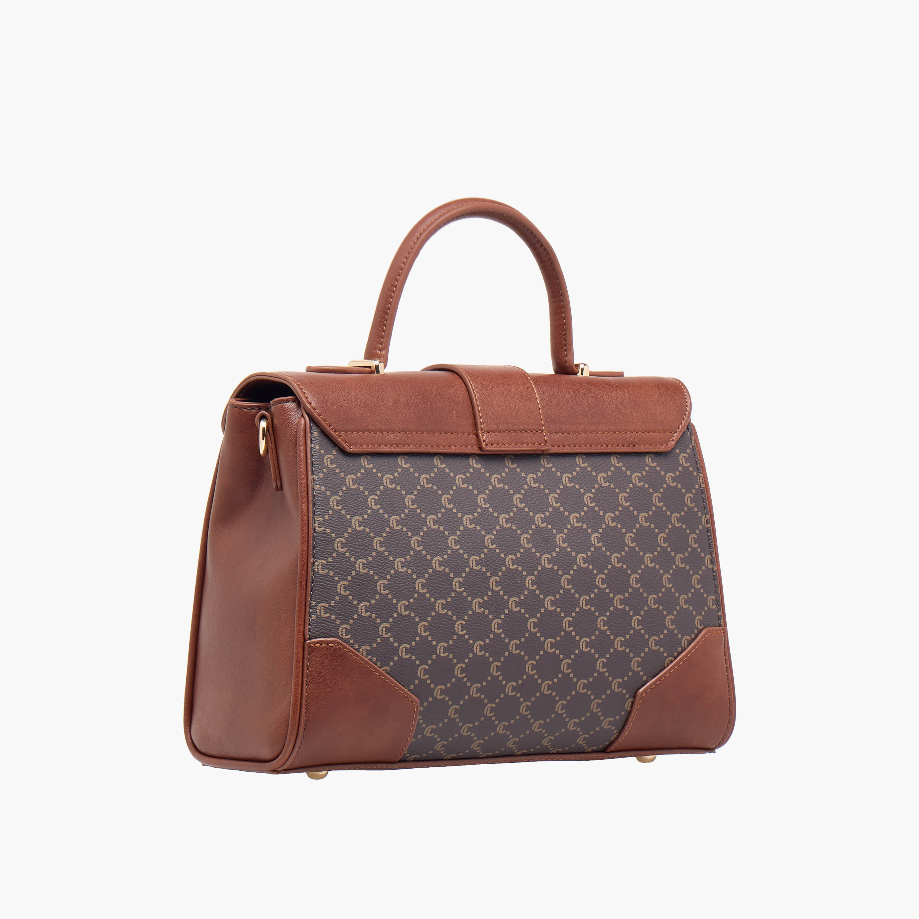 شنطة ساتشيل بطبعات مونوجرام ومقبض علوي وزر إغلاق من لو كونفرت-women-bagsandwallets-handbags-image-4