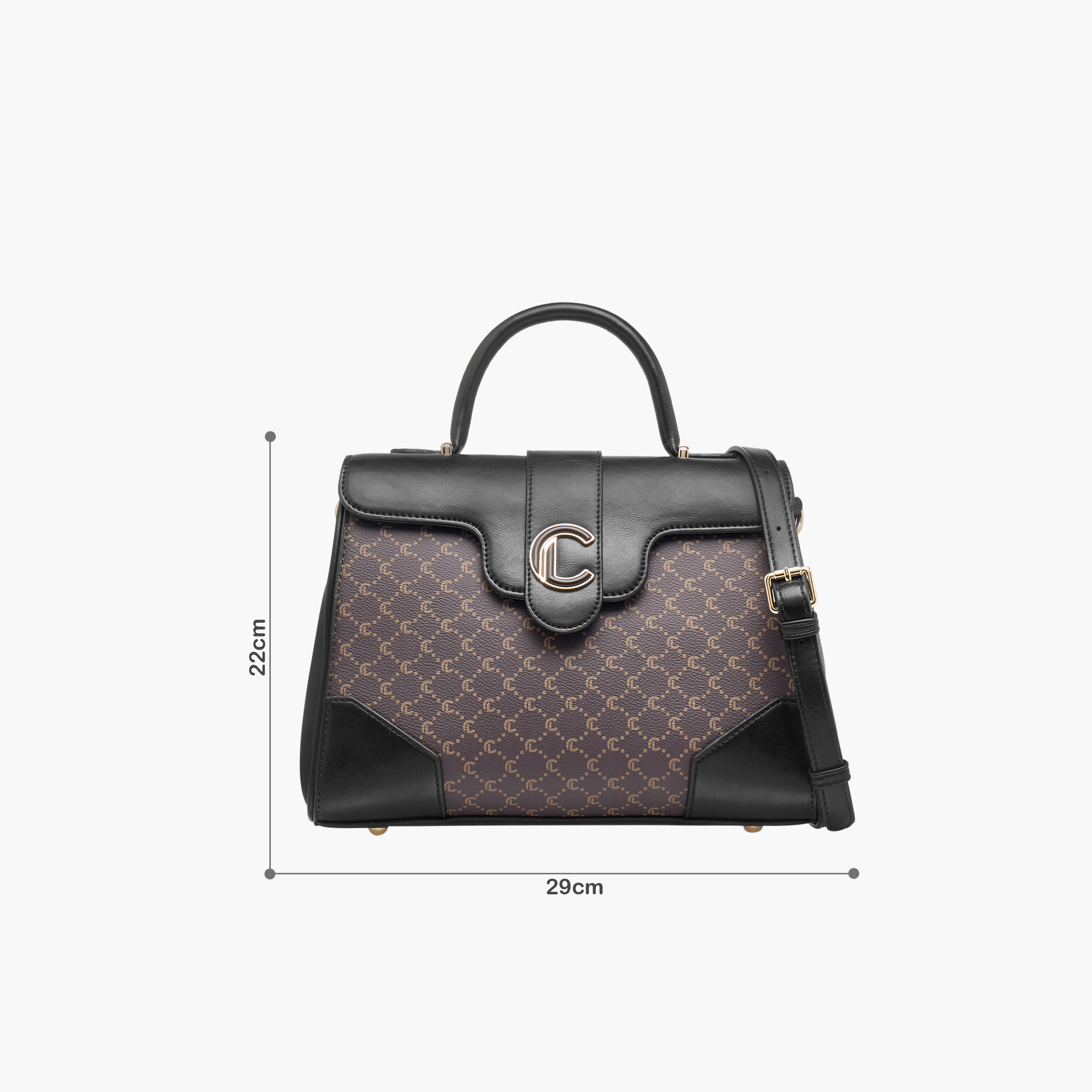 شنطة ساتشيل بطبعات مونوجرام ومقبض علوي وزر إغلاق من لو كونفرت-women-bagsandwallets-handbags-image-2