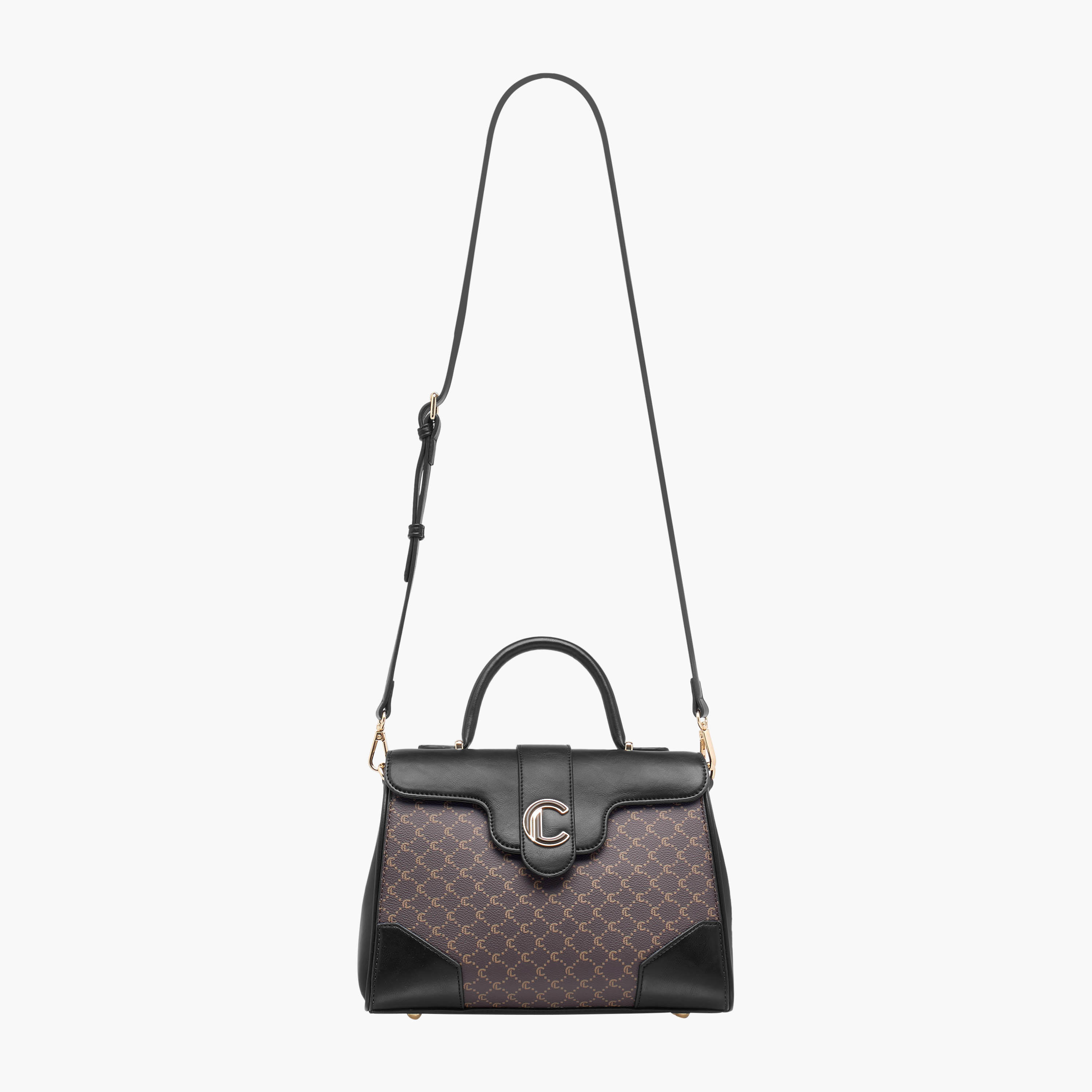 شنطة ساتشيل بطبعات مونوجرام ومقبض علوي وزر إغلاق من لو كونفرت-women-bagsandwallets-handbags-image-4