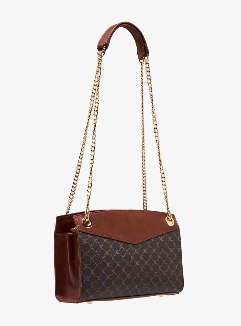 شنطة كتف بطبعات مونوجرام وحزام سلسلة وسحاب إغلاق من لو كونفورت-women-bagsandwallets-handbags-image-5