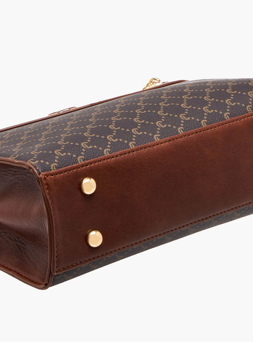 شنطة كتف بطبعات مونوجرام وحزام سلسلة وسحاب إغلاق من لو كونفورت-women-bagsandwallets-handbags-image-8