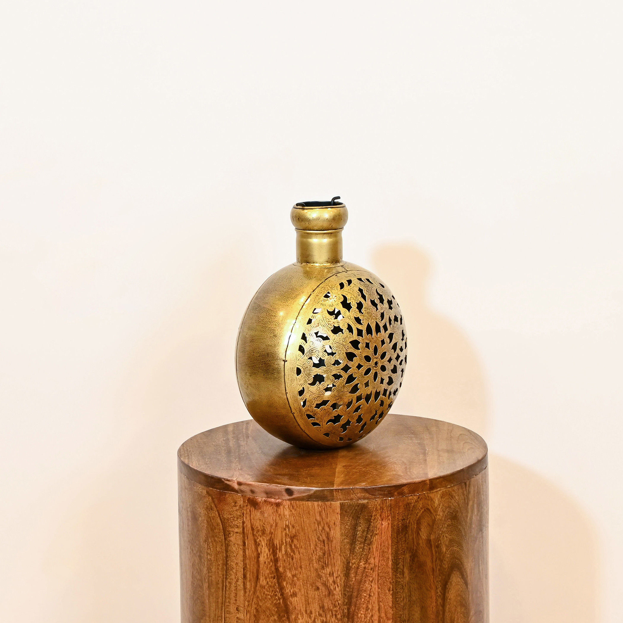 Crafted by Lifestyle Cutwork Detail Metal Candleholder - 33 cms-household-decor-candleholdersandlanterns-image-1