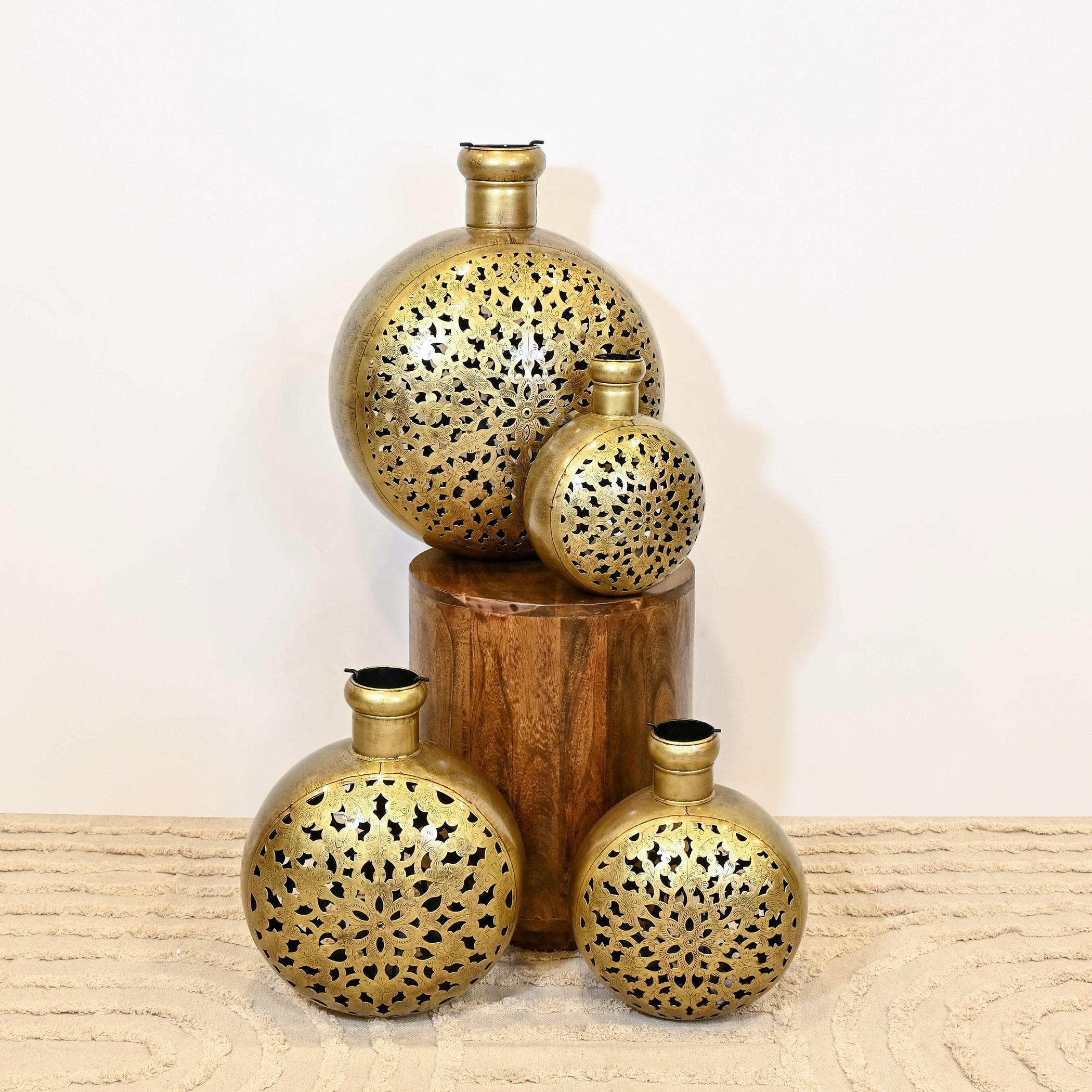 Crafted by Lifestyle Cutwork Detail Metal Candleholder - 33 cms-household-decor-candleholdersandlanterns-image-5