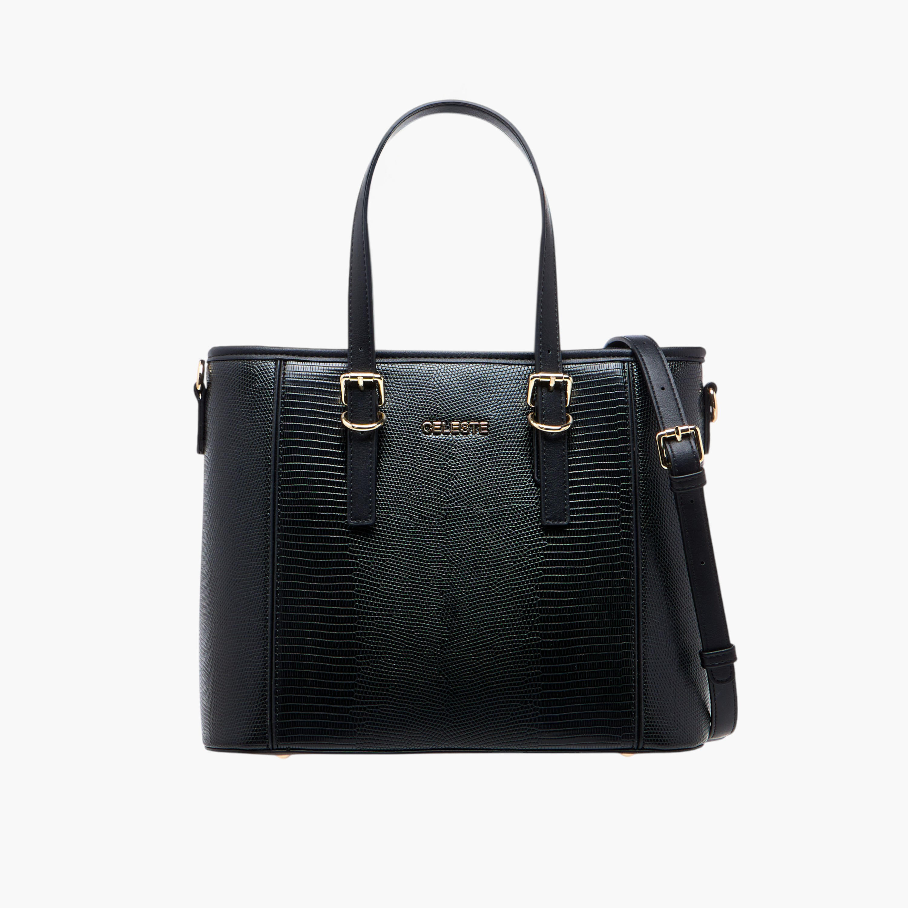 شنطة توتي بارزة الملمس بحزام قابل للفصل ومقابض مزدوجة من سيليست-women-bagsandwallets-handbags-image-1