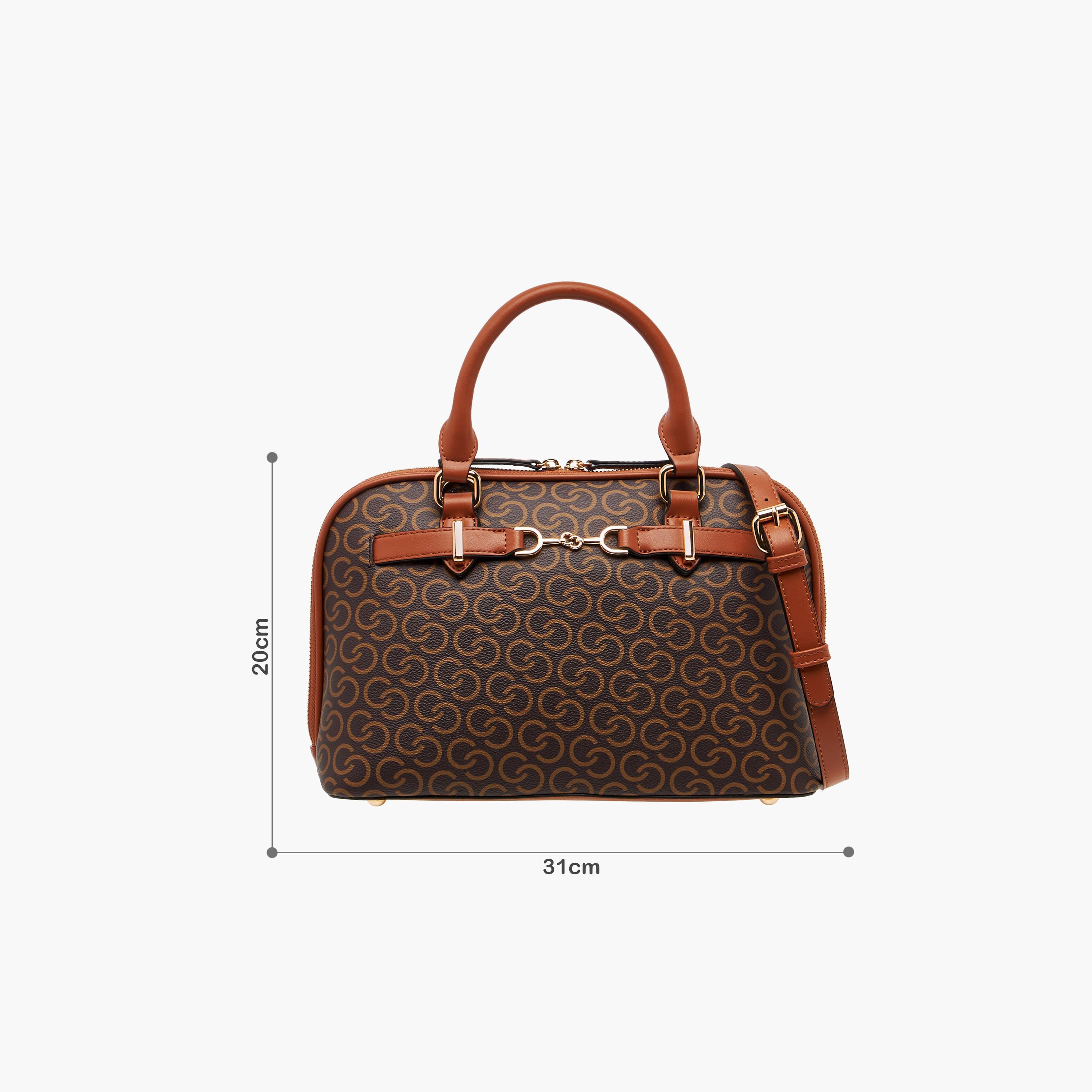 Celeste Monogram Print Tote Bag with Double Handle and Zip Closure-women-bagsandwallets-handbags-image-2