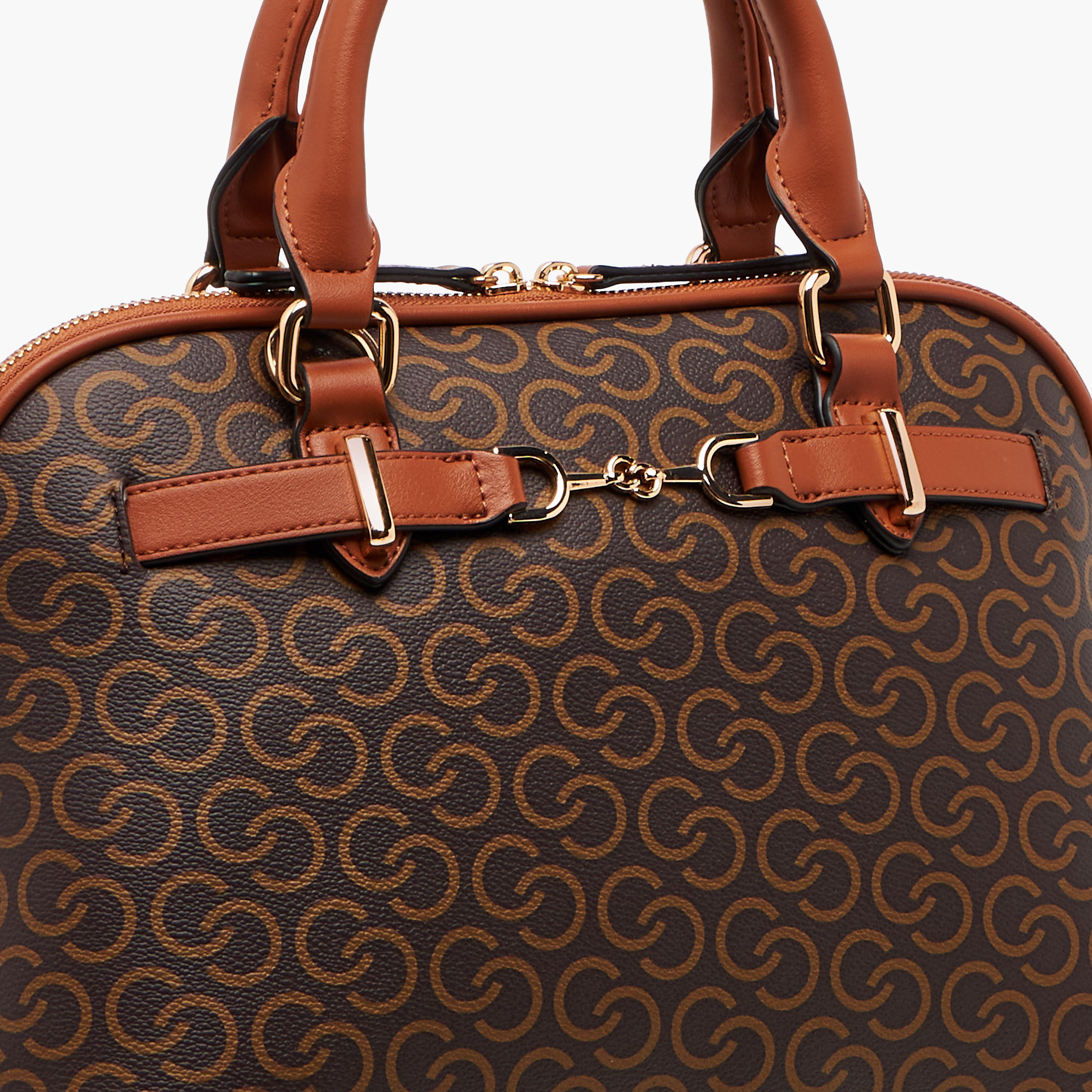 Celeste Monogram Print Tote Bag with Double Handle and Zip Closure-women-bagsandwallets-handbags-image-6