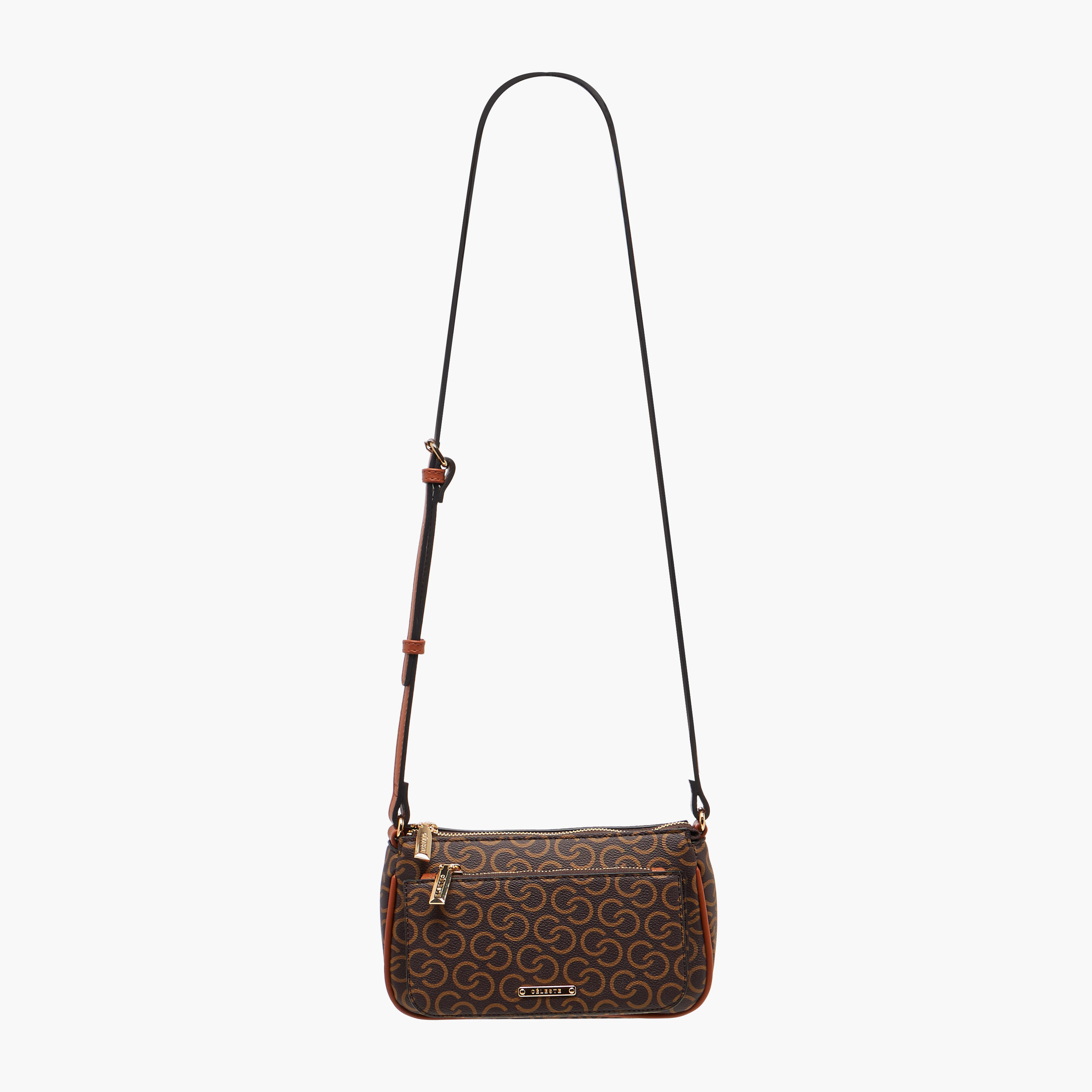 Celeste Monogram Print Crossbody Bag with Adjustable Strap and Zip Closure-women-bagsandwallets-handbags-image-3