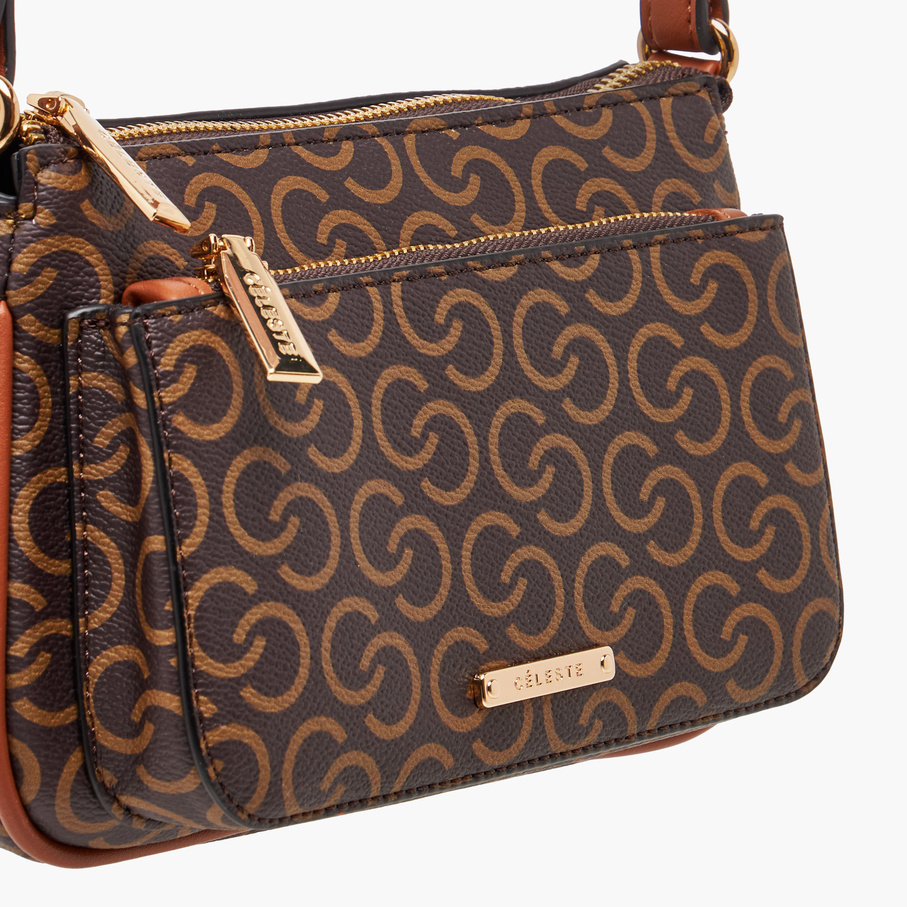 Celeste Monogram Print Crossbody Bag with Adjustable Strap and Zip Closure-women-bagsandwallets-handbags-image-5
