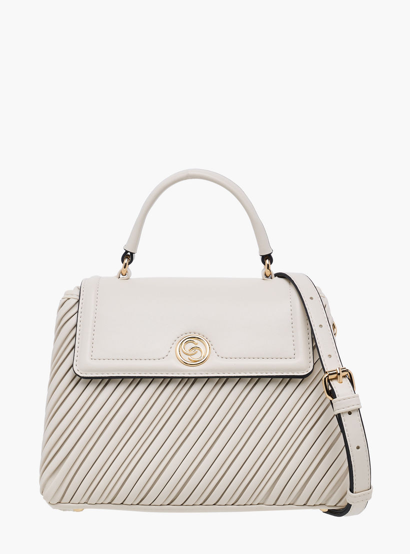 Celeste Pleated Satchel Bag with Grab Handle and Button Closure-women-bagsandwallets-handbags-image-1