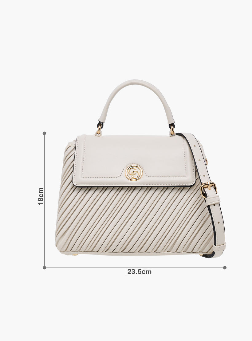 Celeste Pleated Satchel Bag with Grab Handle and Button Closure-women-bagsandwallets-handbags-image-2