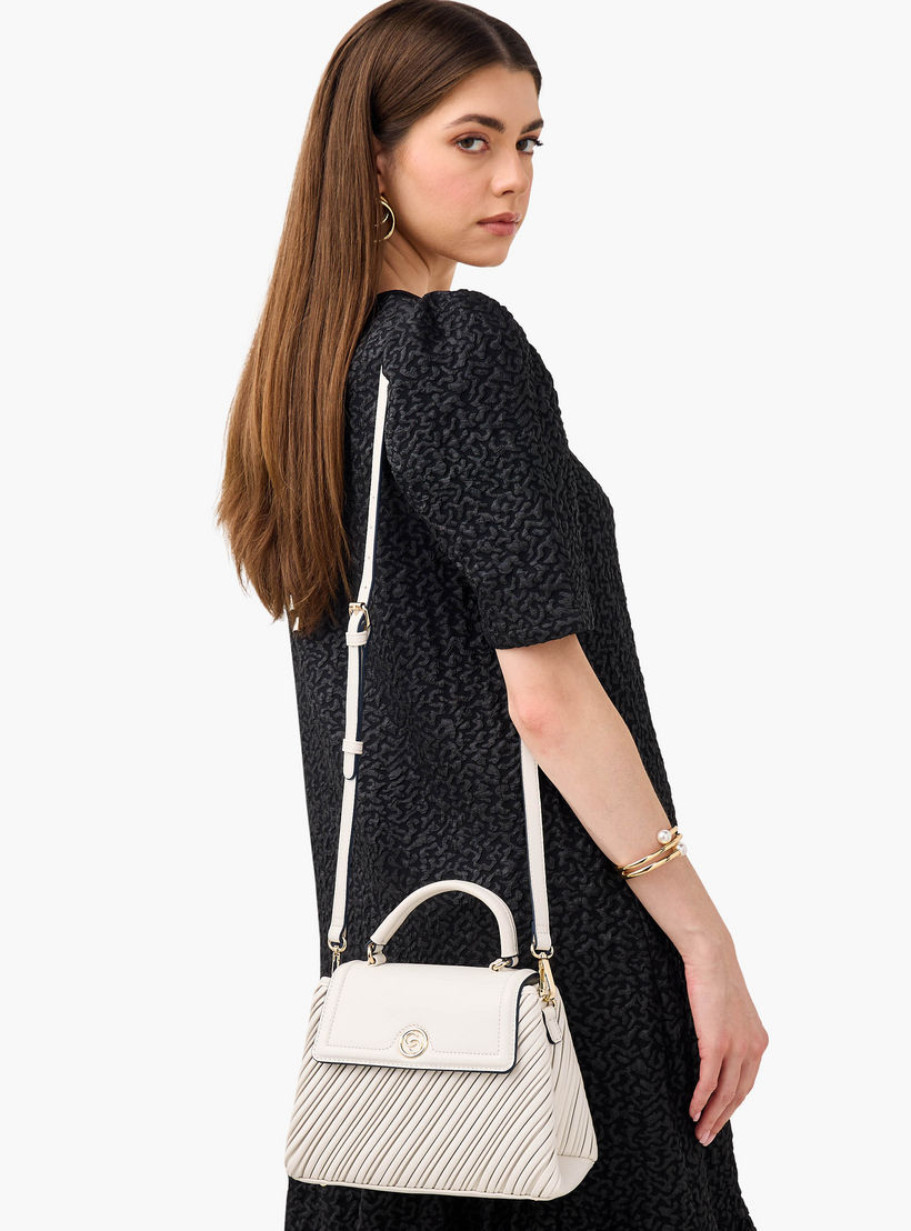 Celeste Pleated Satchel Bag with Grab Handle and Button Closure-women-bagsandwallets-handbags-image-3