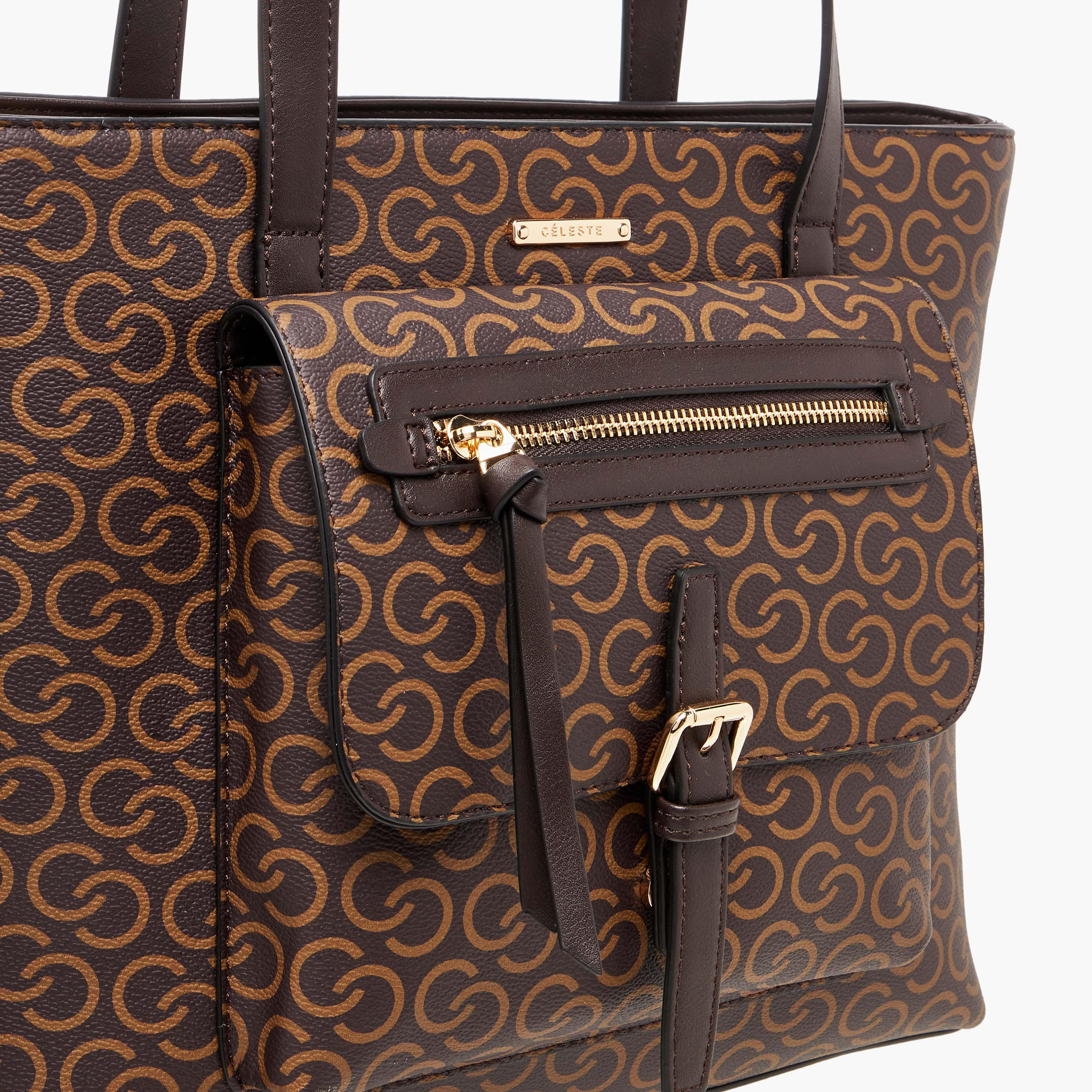 شنطة توتي بسحاب إغلاق وطبعات مونوجرام من سيليست-women-bagsandwallets-handbags-image-5