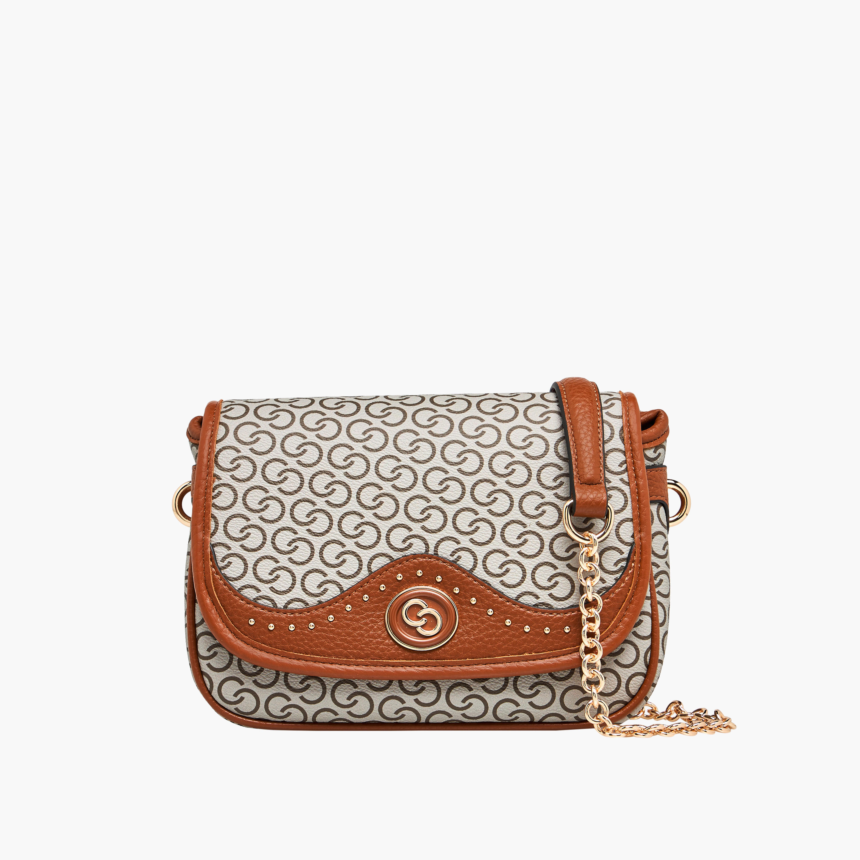 Celeste Monogram Print Shoulder Bag with Chain Strap-women-bagsandwallets-handbags-image-1